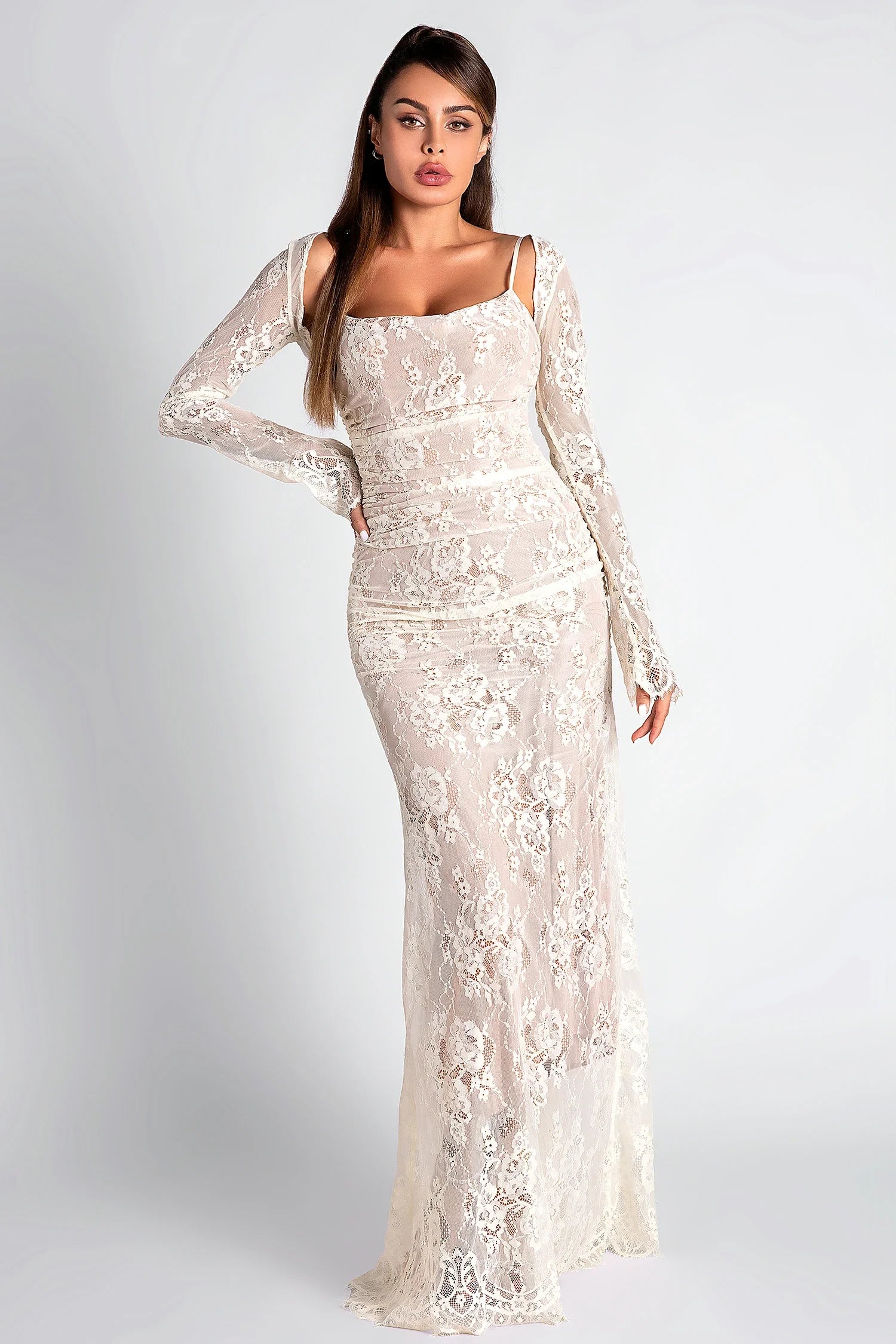 Laska Lace Floral Mermaid Maxi Dress