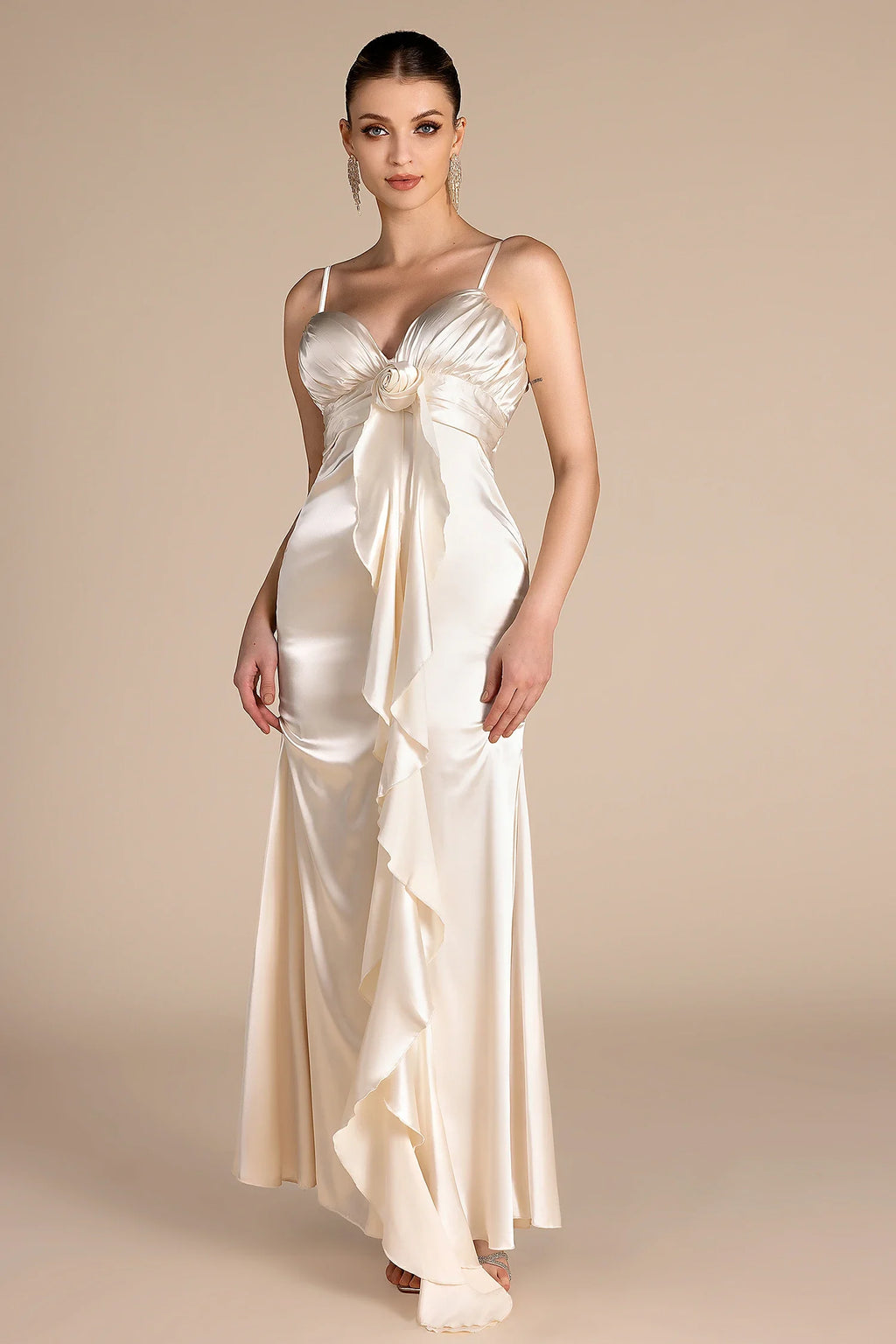 Sarenen Rose Ruffle Maxi Dress