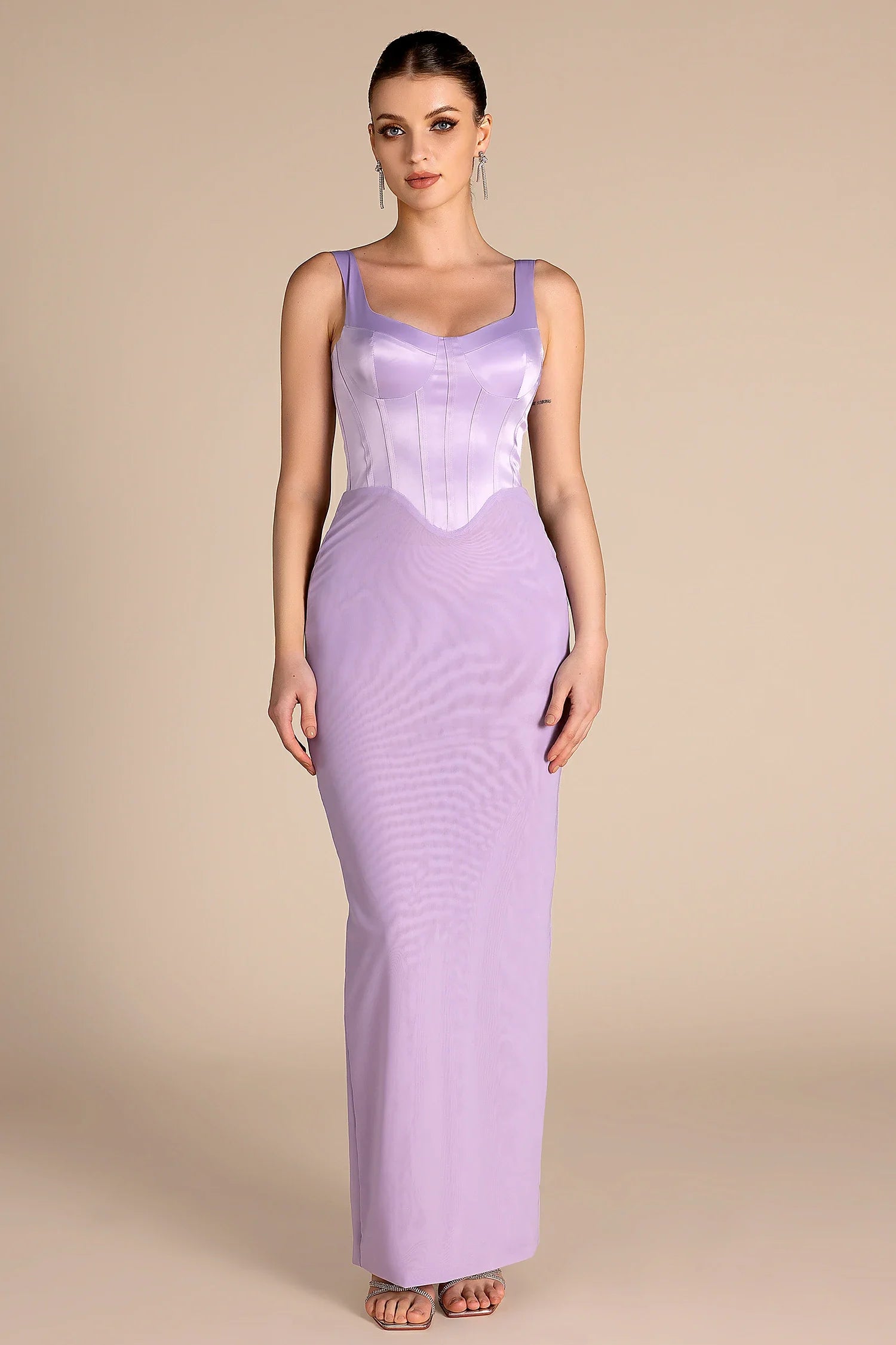 Pnebto Corset Patchwork Maxi Dress