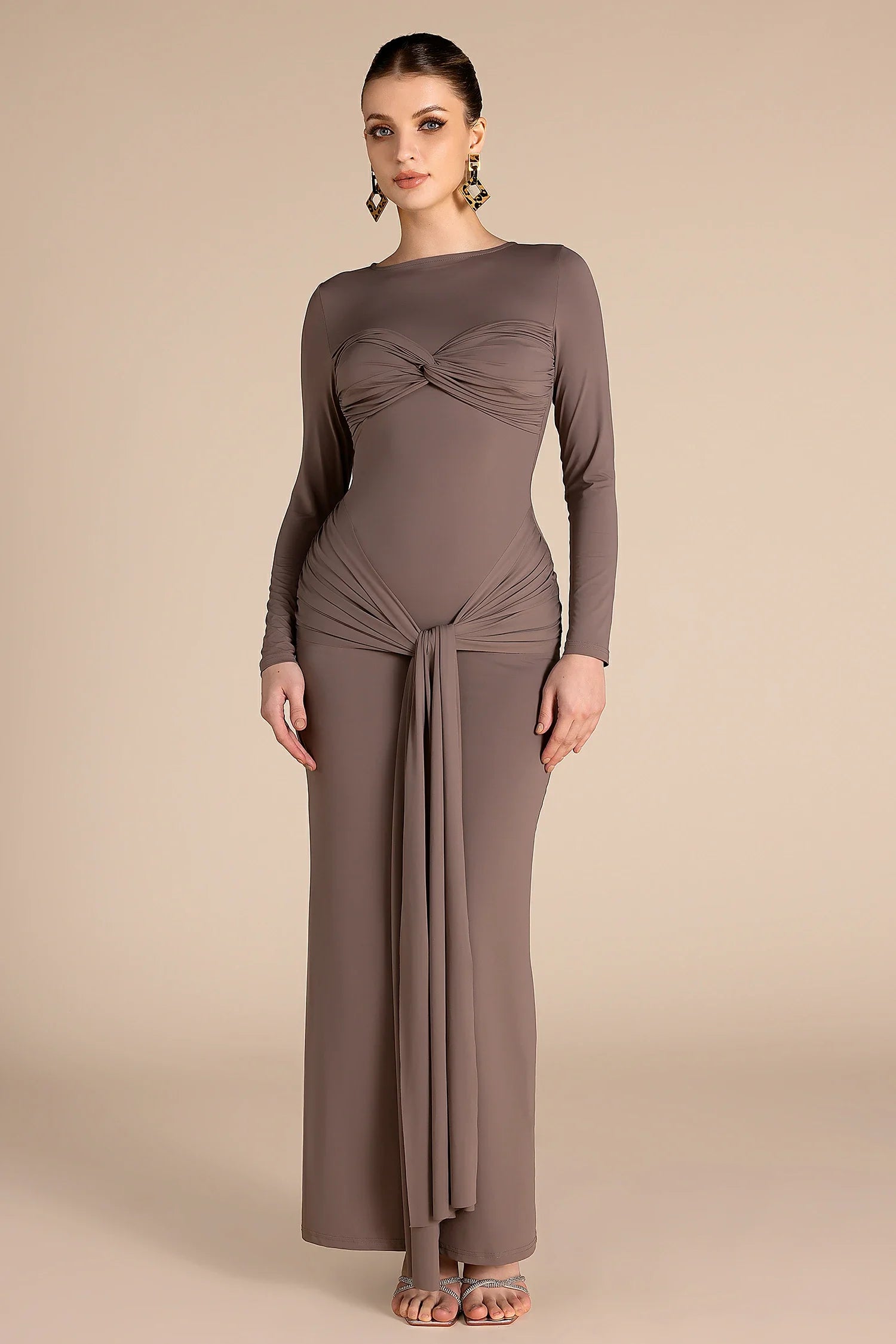 Akela Long Sleeve Twisted Ribbon Dress