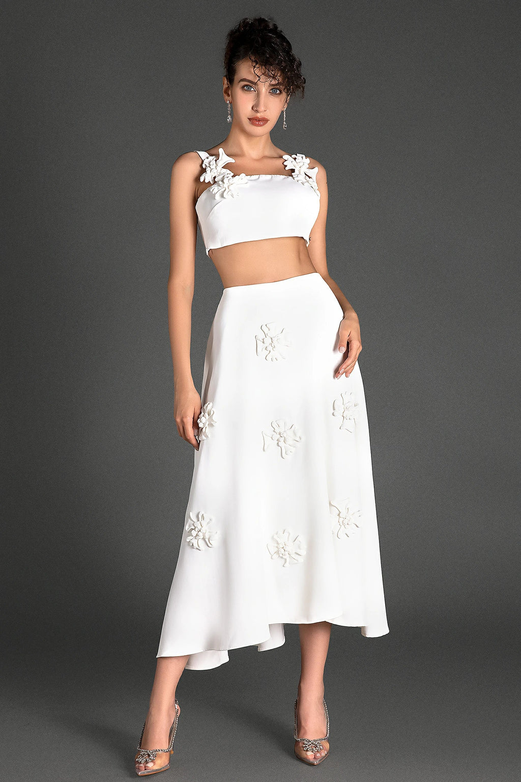 Mattides 3D Flower Ruched 2 Piece Set