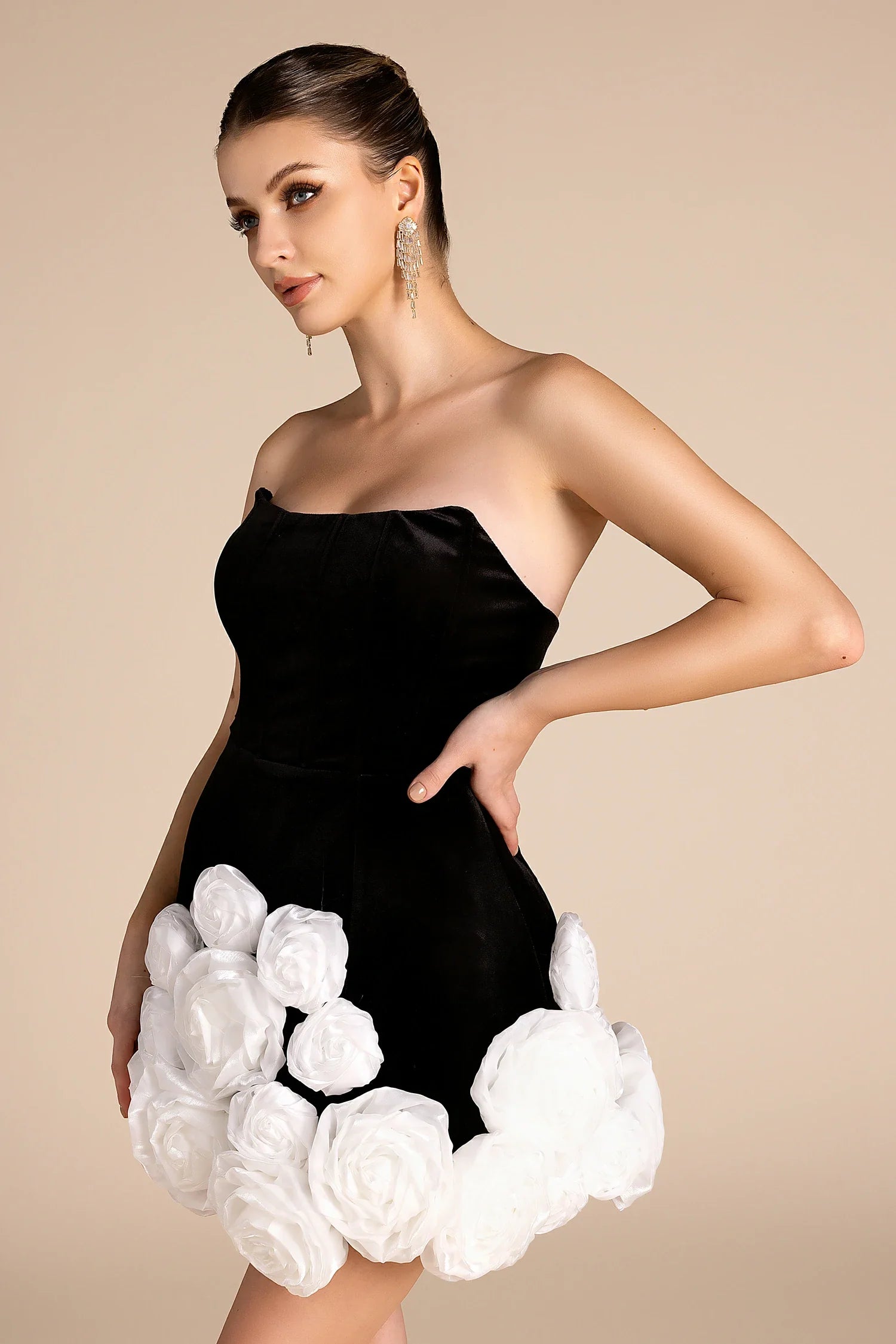 Renpa Off Shoulder 3D Flower Mini Dress