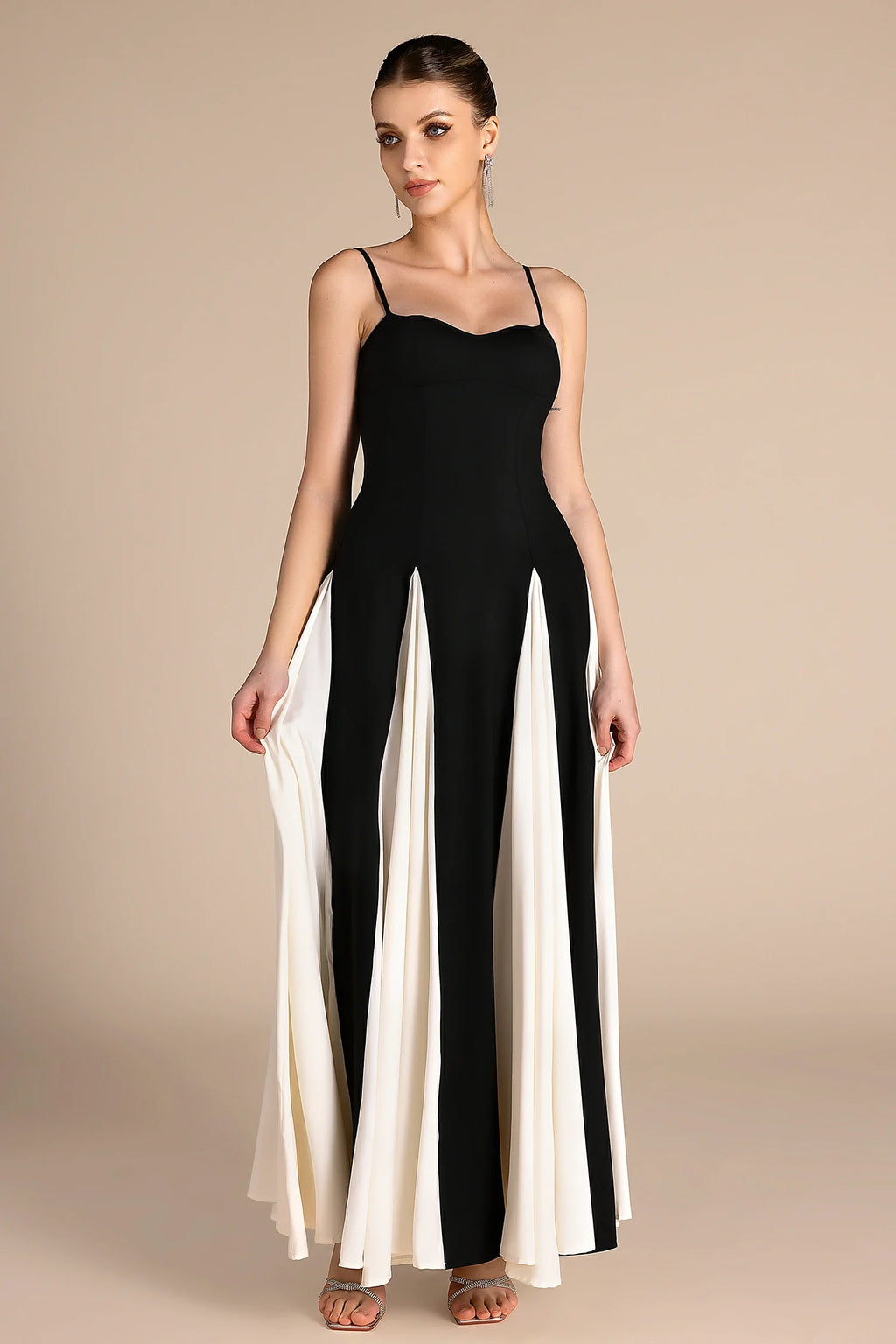 Tahort Spaghetti Patchwork Maxi Dress