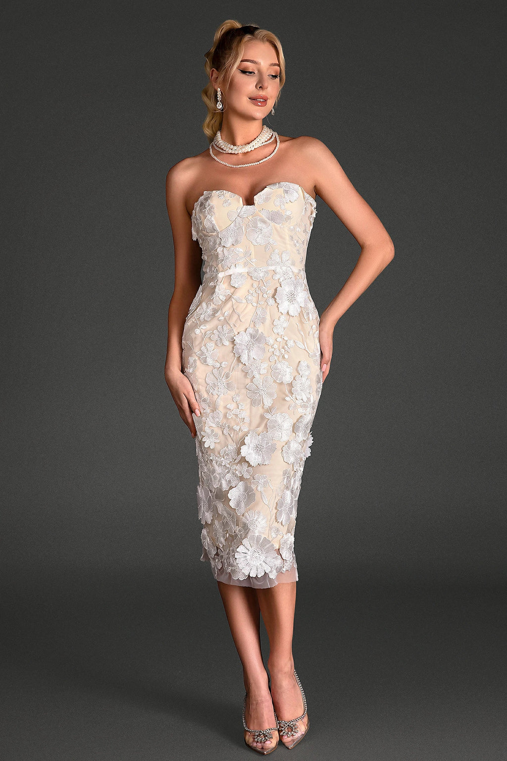 Stama Off Shoulder Mesh Midi Dress