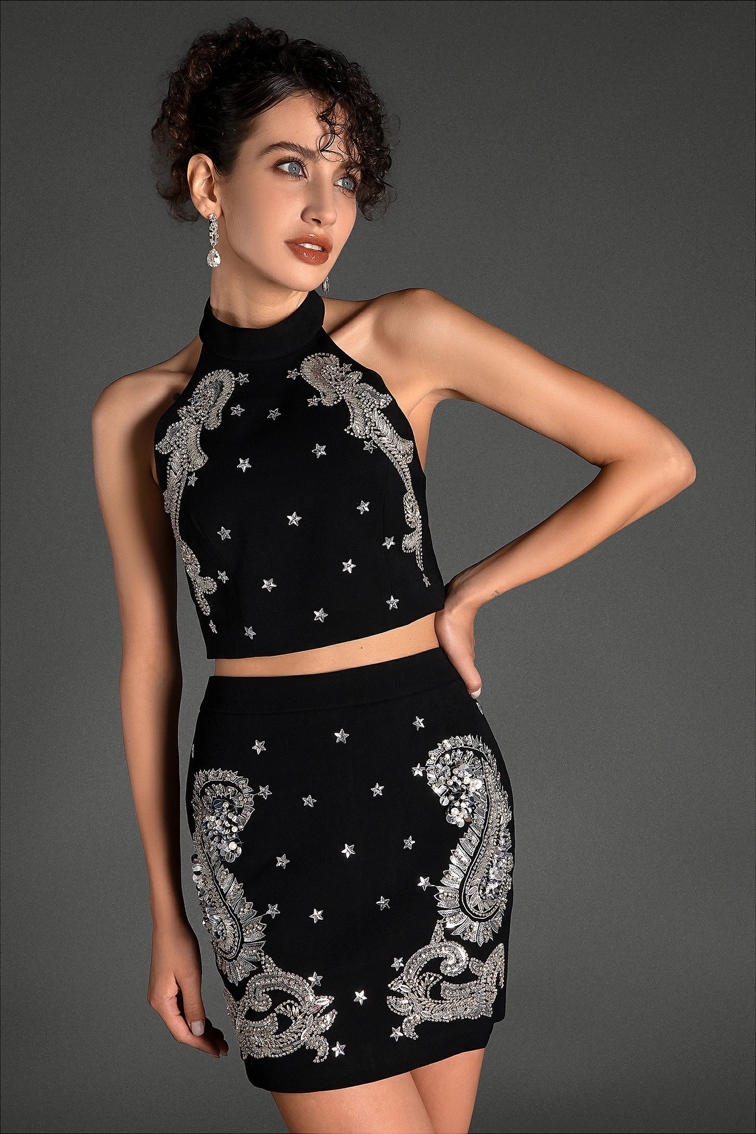 Pardeas Sleeveless Rhinestone Star Set