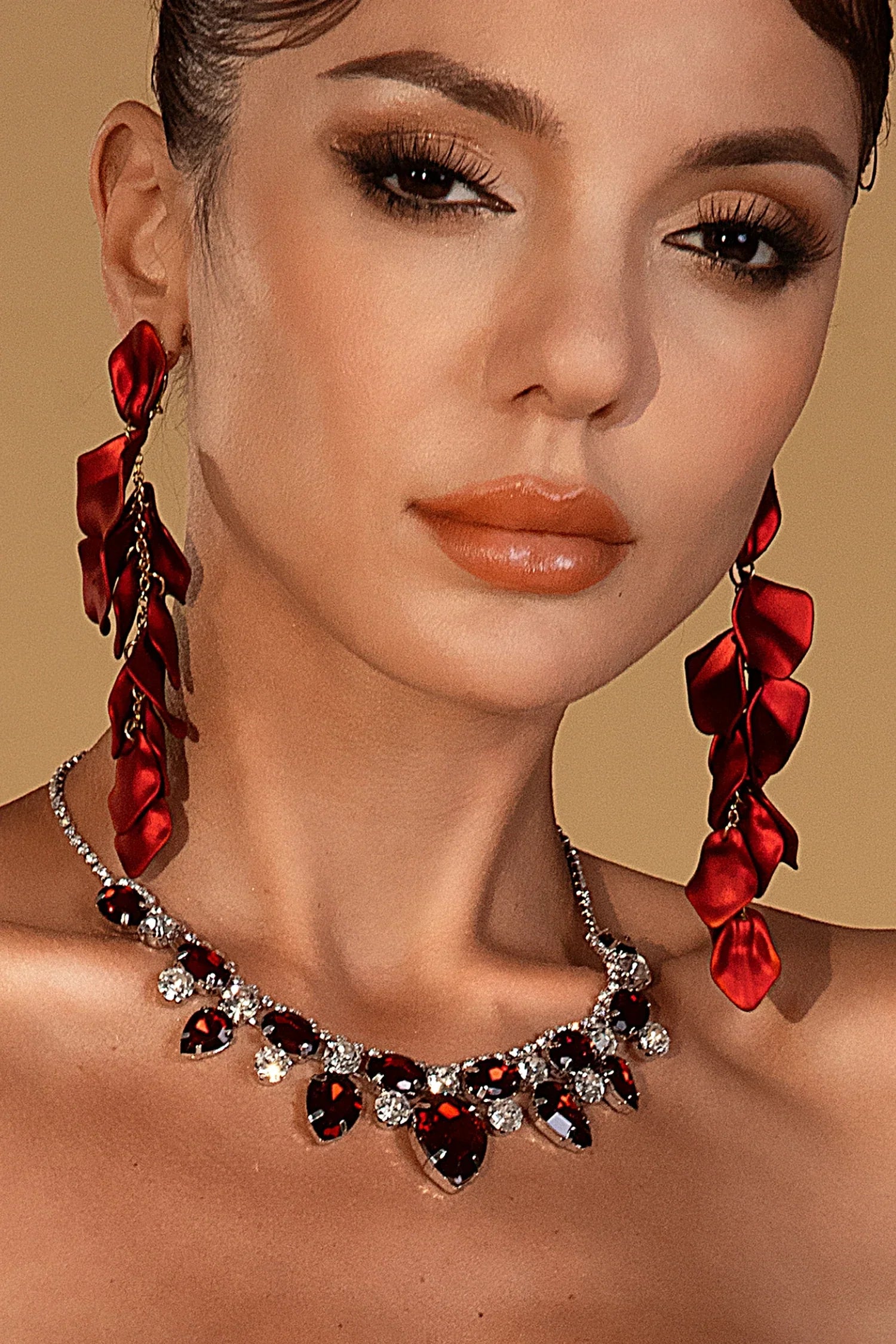 Lacy Red Flower Earrings