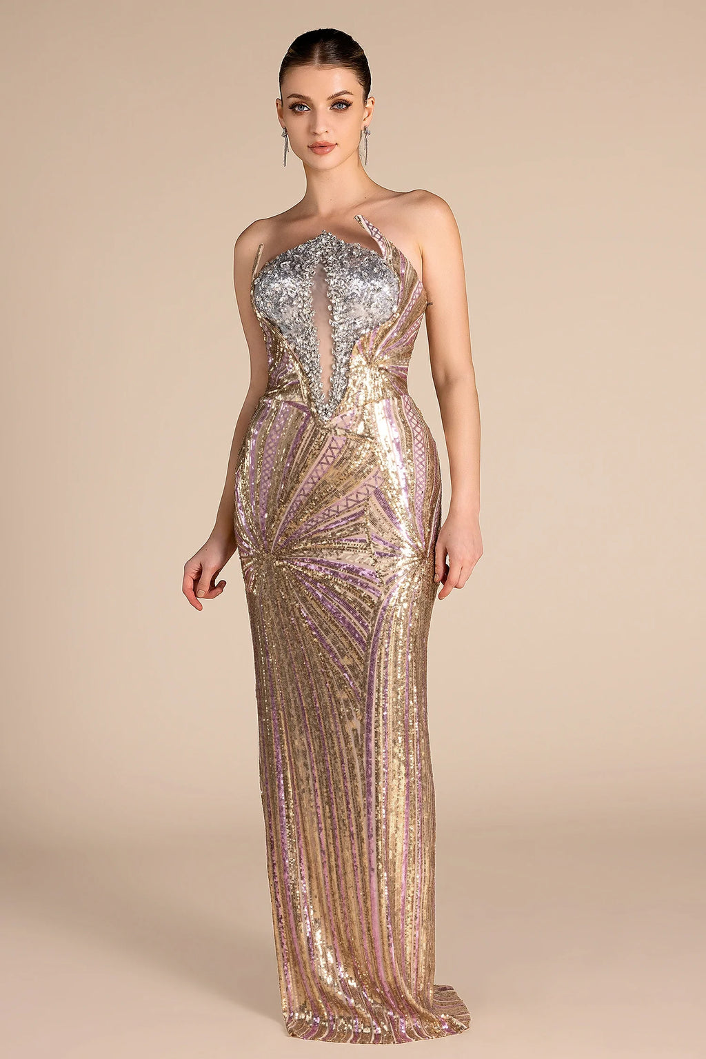 Khunsu Diamond Sequin Maxi Dress