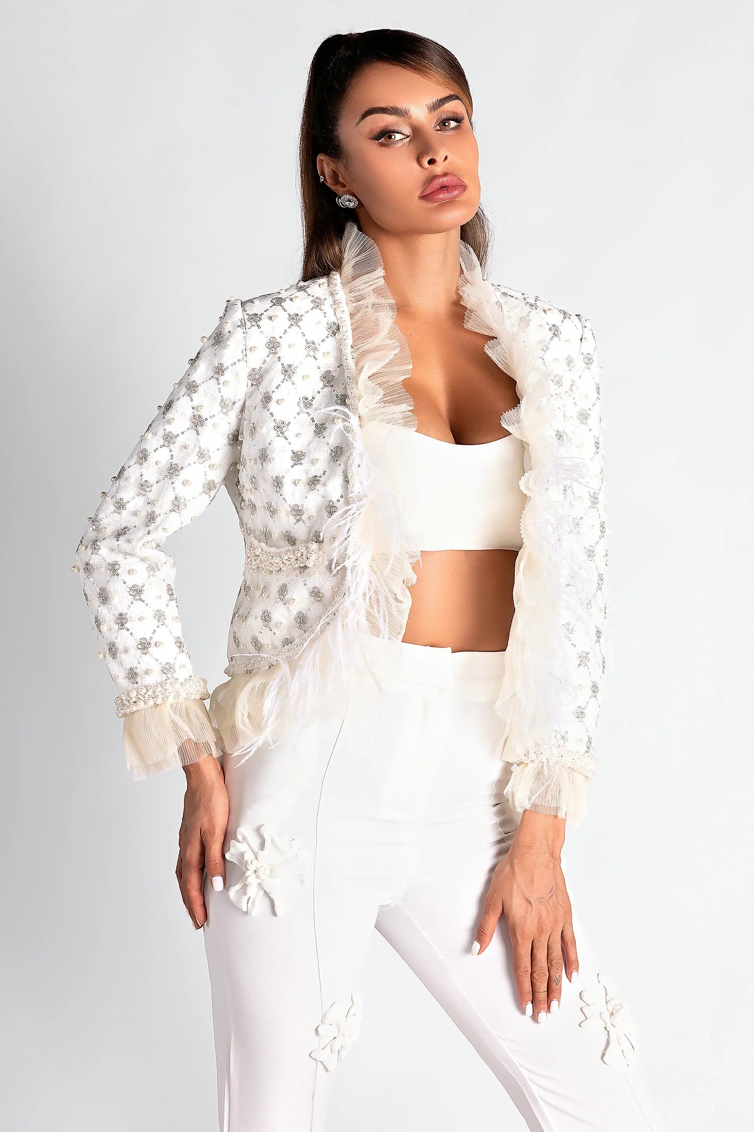 Bubastis Pearl Tweed Ruffle Jacket