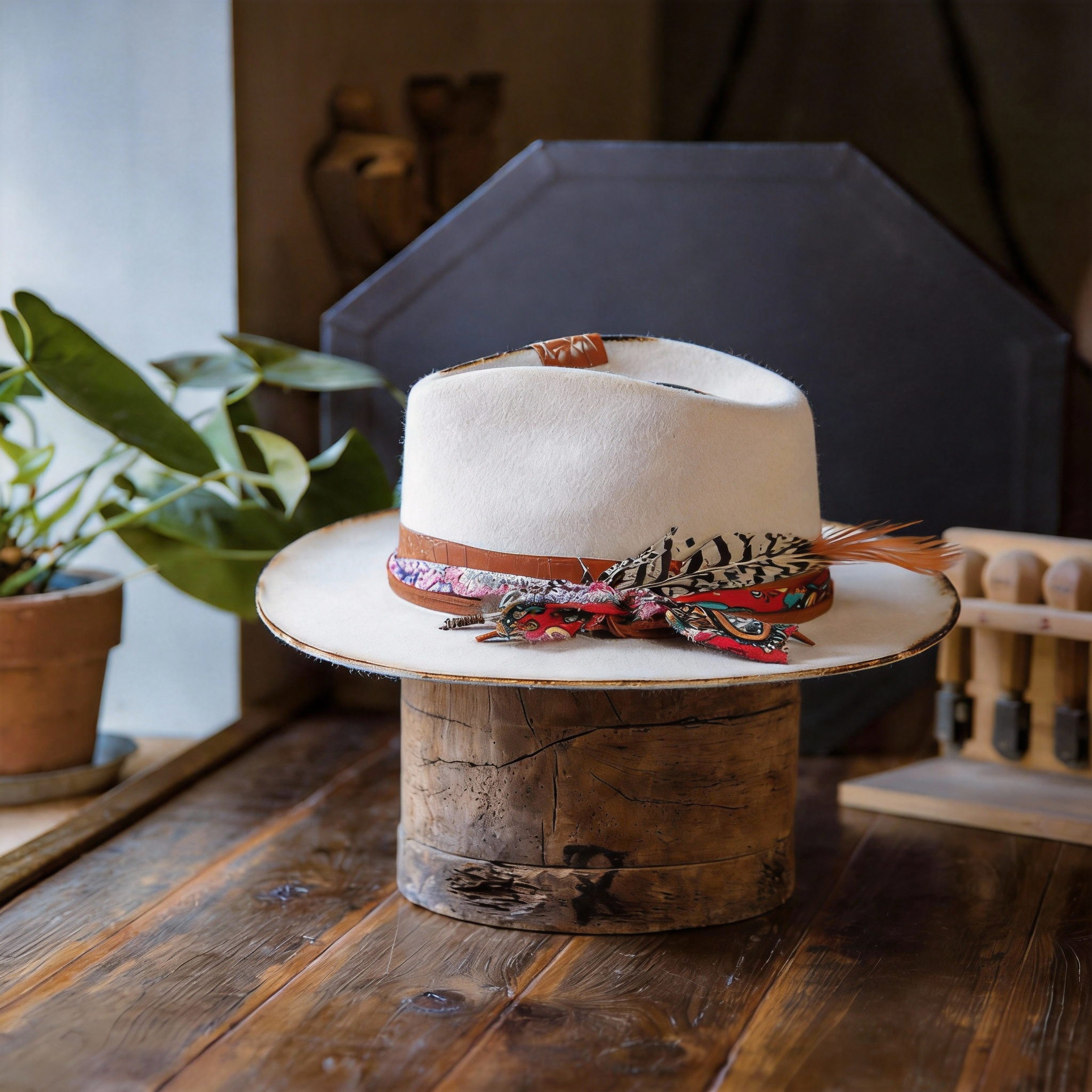 Vintage Look Wide Brim Fur Felt Hat