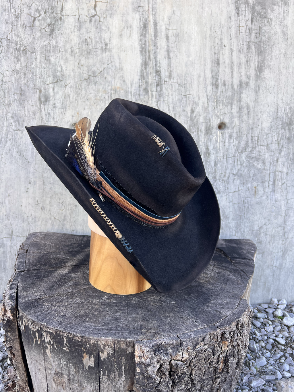 Vintage Black Felt Cowboy Hat