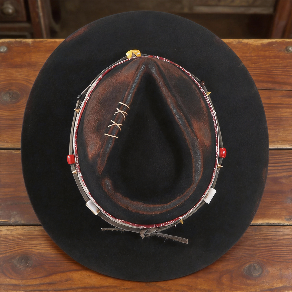 Retro Distressed Felt Hat with Wide Brim