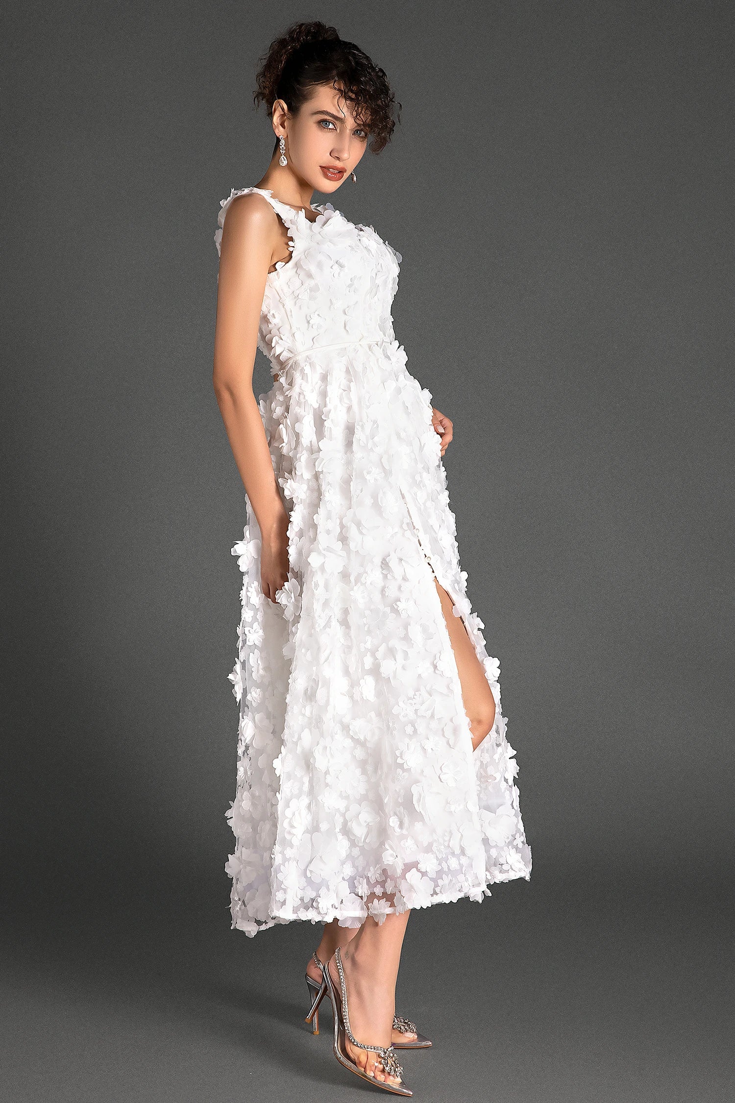 Ninia Floral Embroidered Puffy Dress