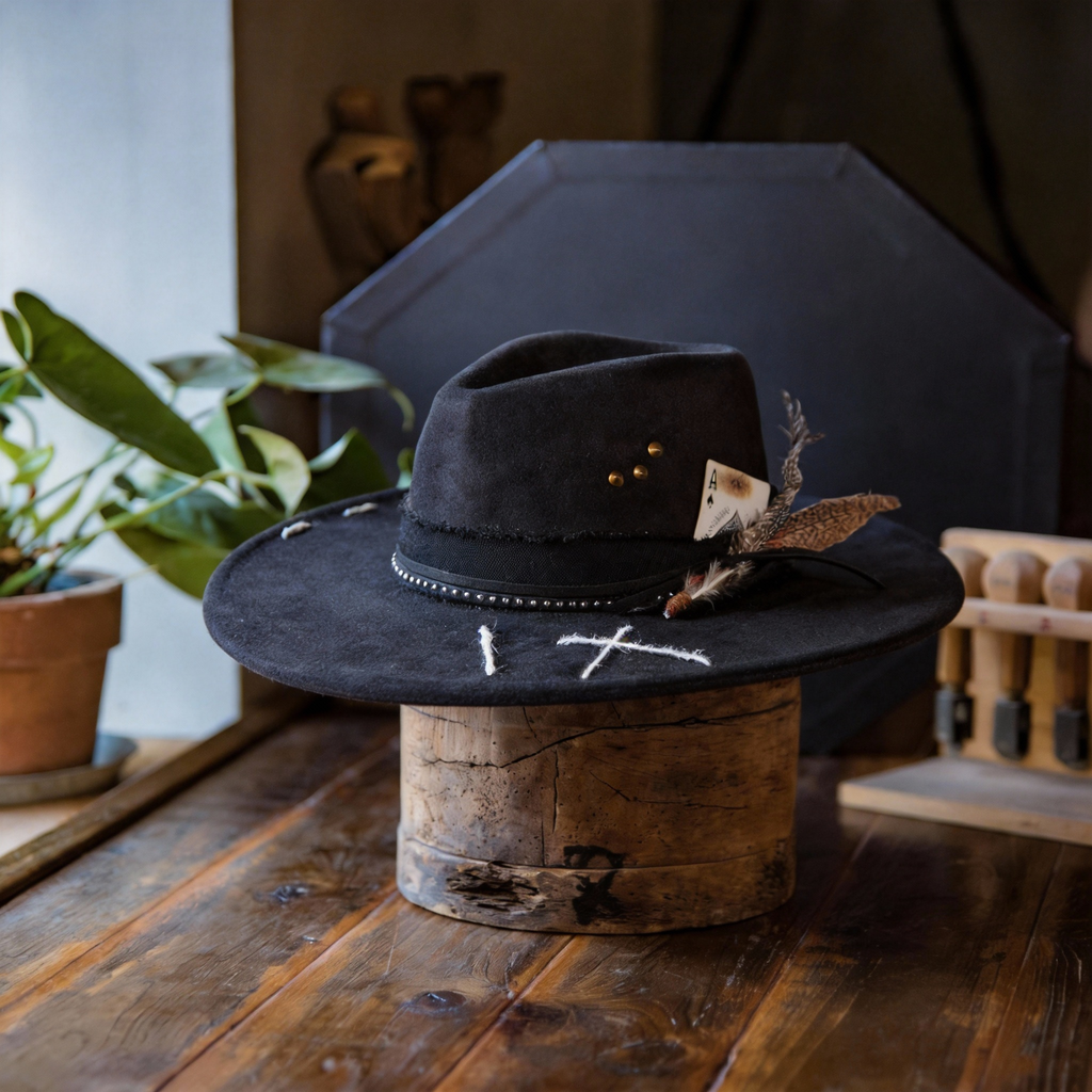 Handmade Cowboy Fedora Hat with Rustic Band