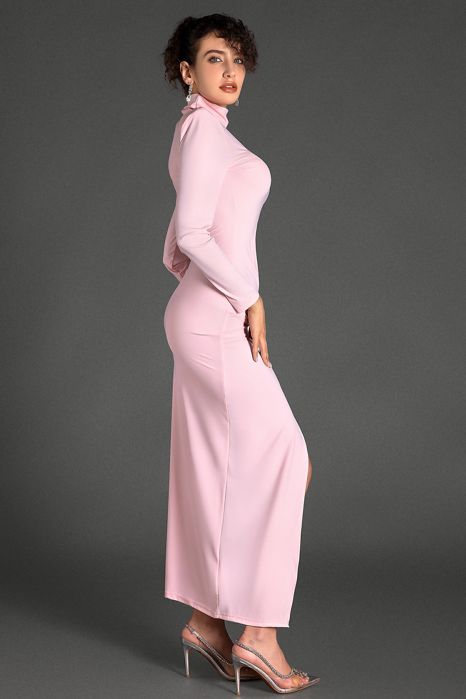 Serapheim High Slit Floral Ruched Dress