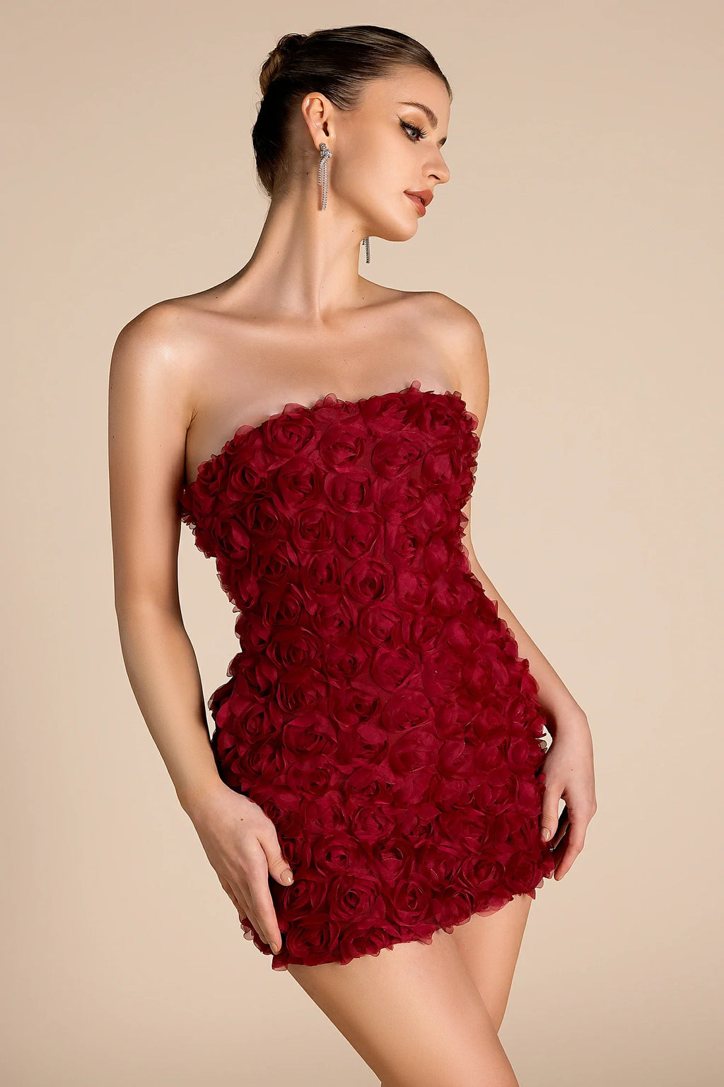 Ritho Strapless Flower Mini Dress