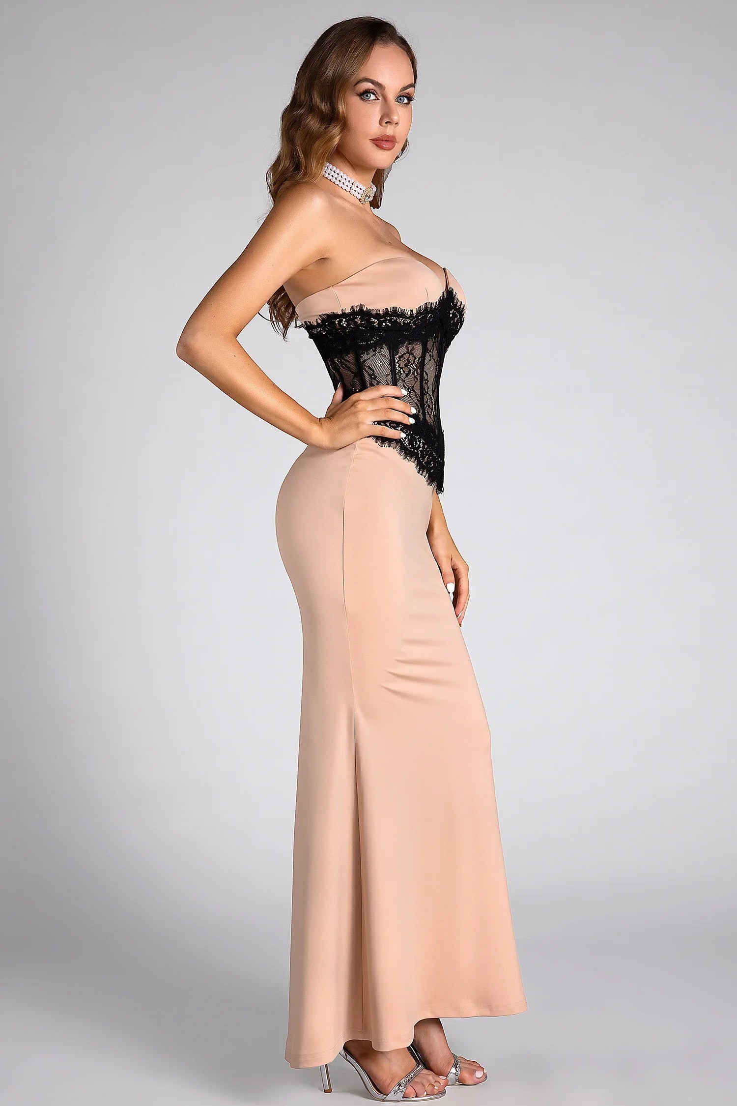 Mikide Lace Strapless Mermaid Dress