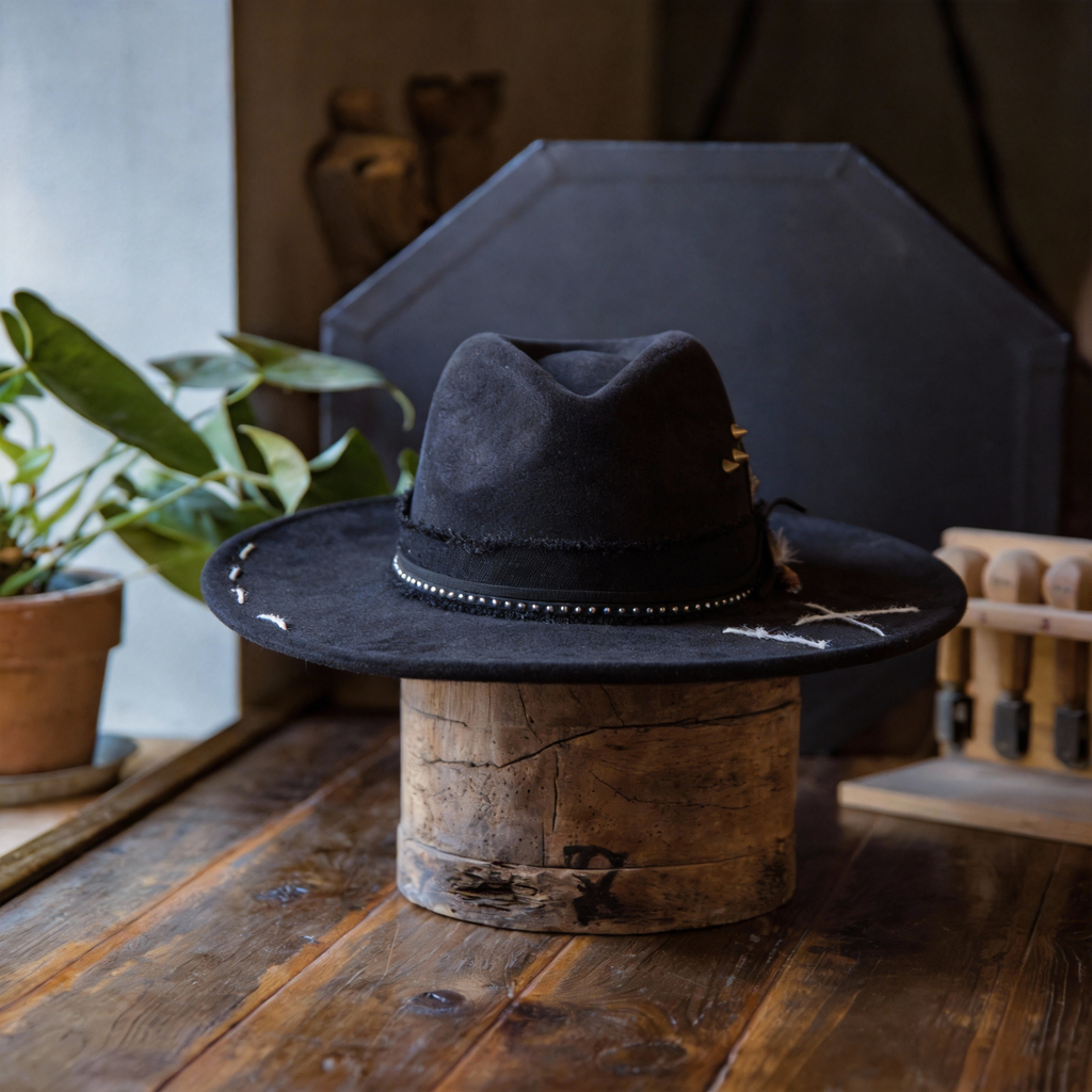 Handmade Cowboy Fedora Hat with Rustic Band