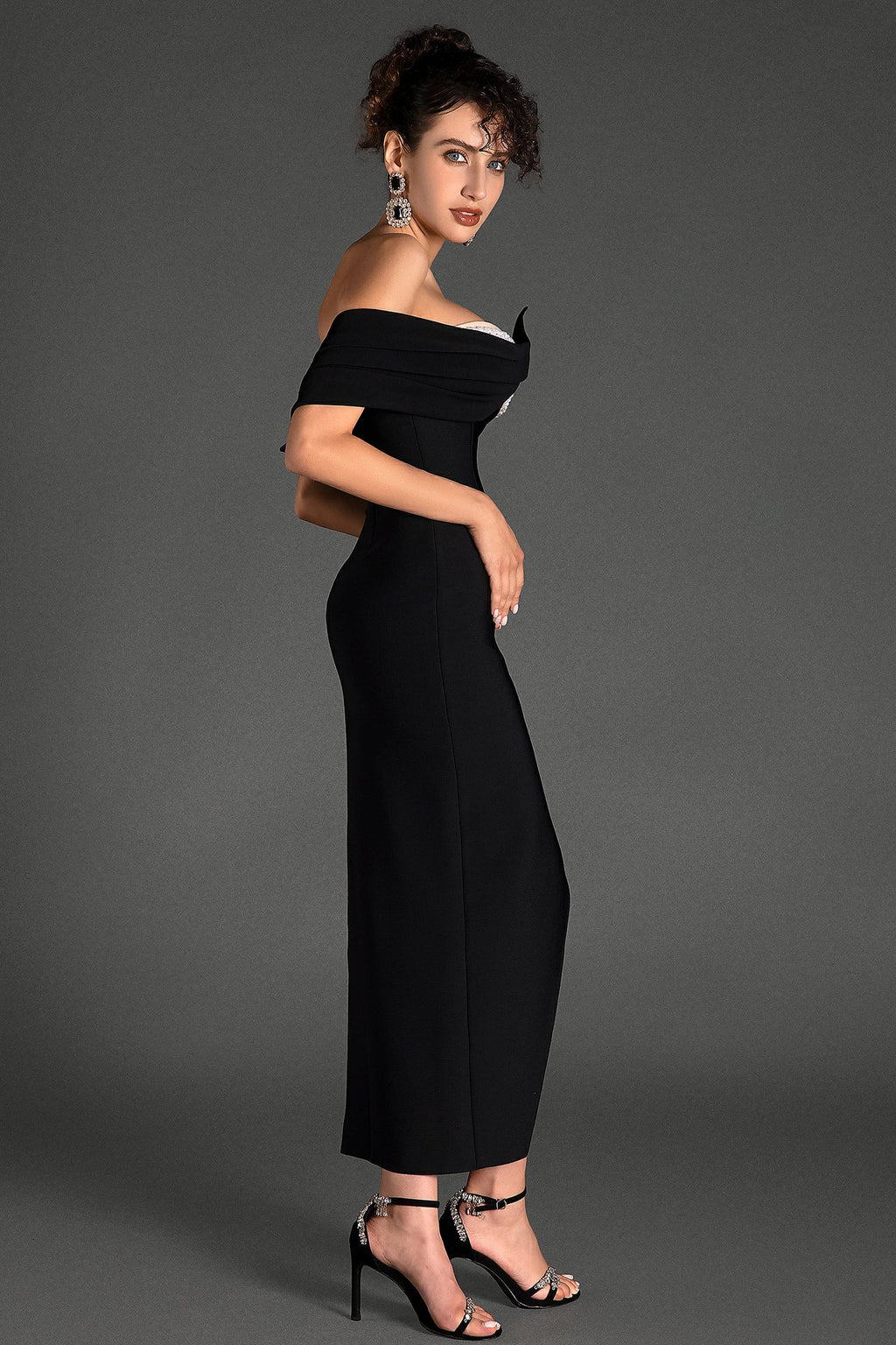 Molide Strapless Pearl Slit Dress