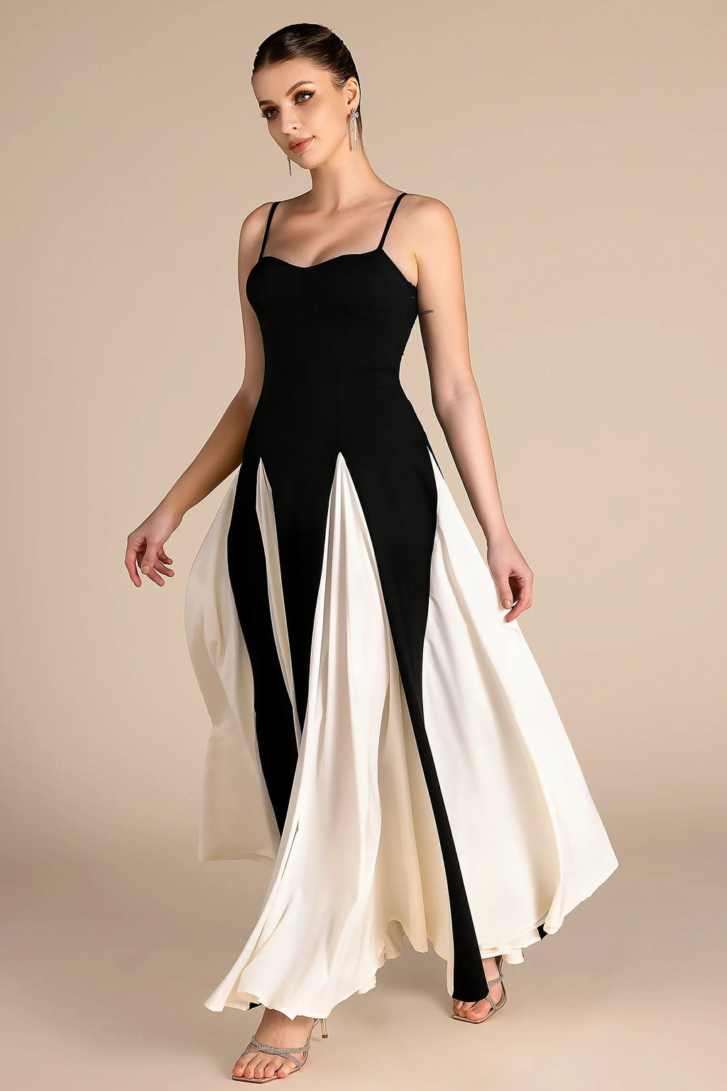 Tahort Spaghetti Patchwork Maxi Dress