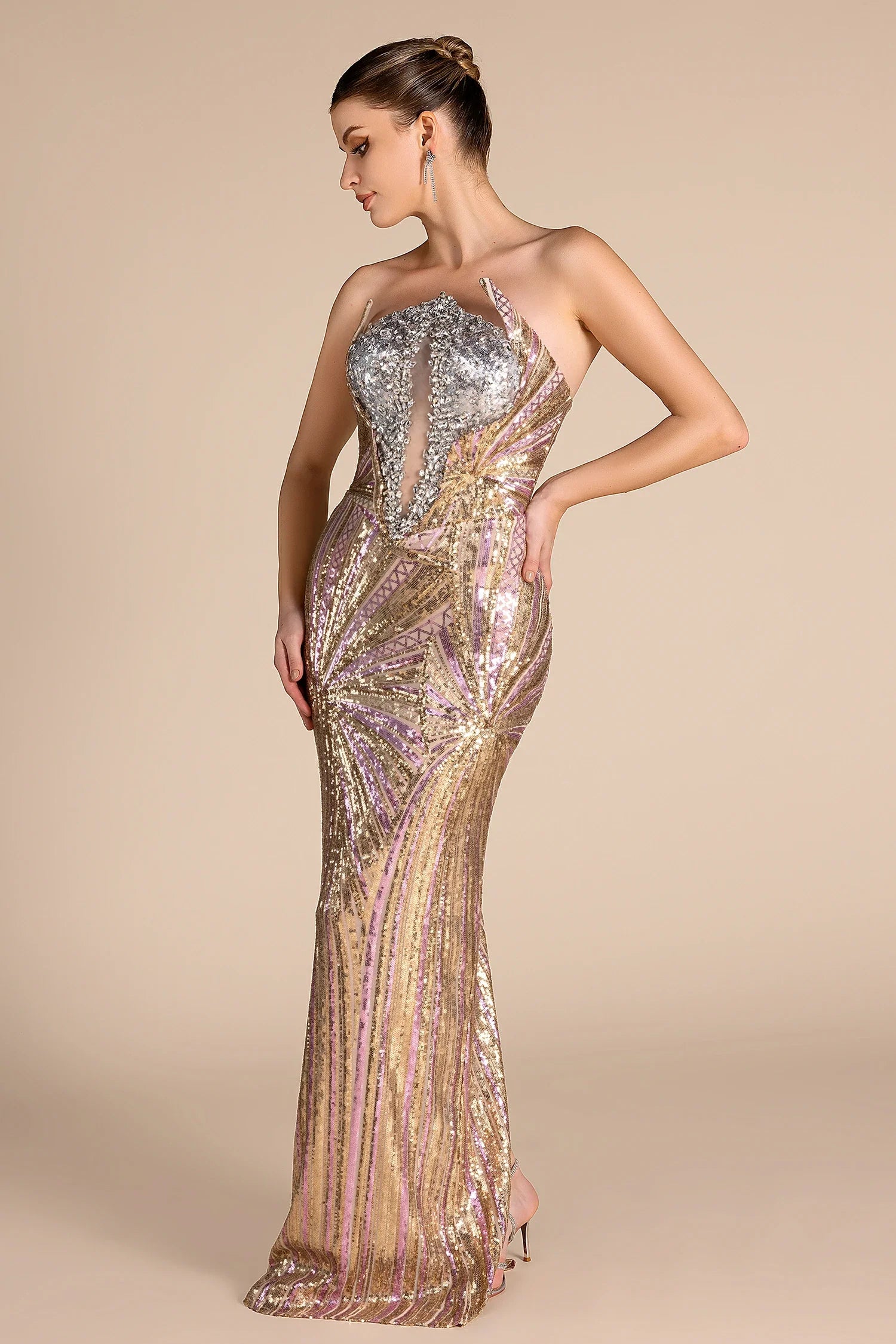 Khunsu Diamond Sequin Maxi Dress
