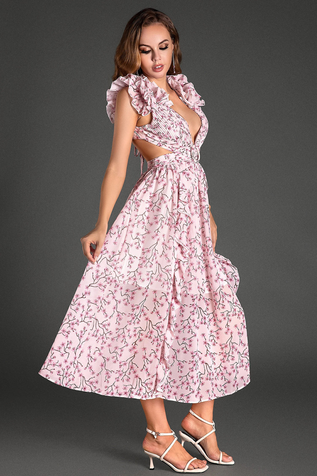 Glaras Sleeveless V-Neck Floral Dress