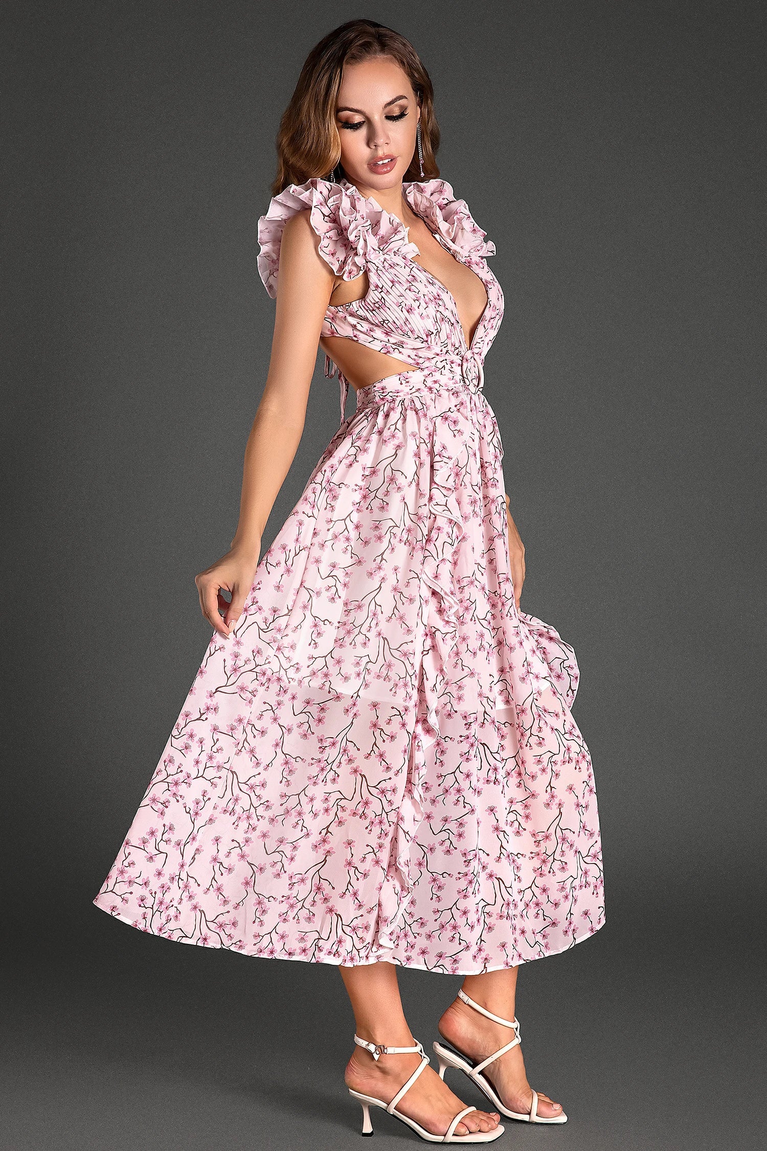 Glaras Sleeveless V-Neck Floral Dress