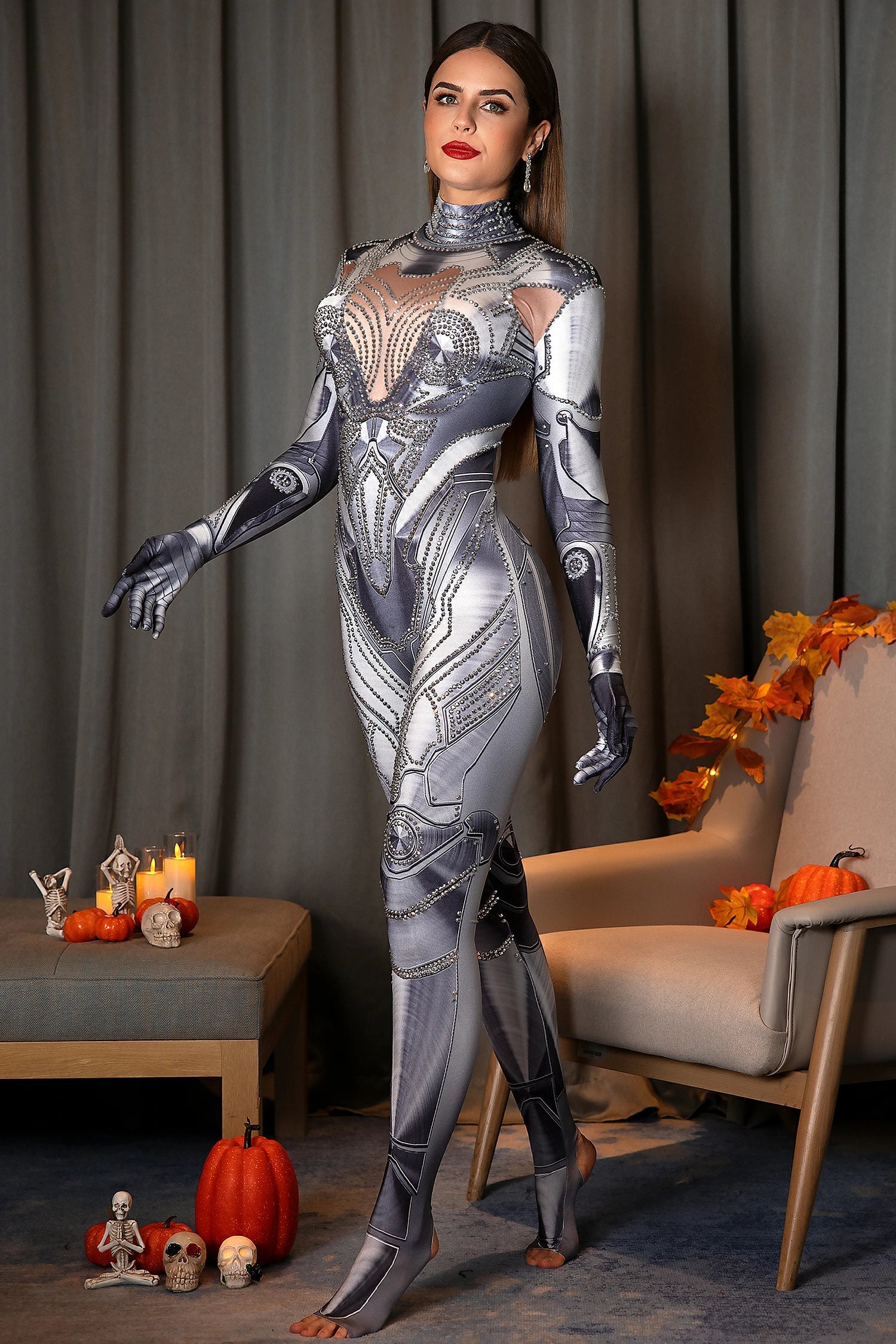 Pigou Silver Machine Print Jumpsuit