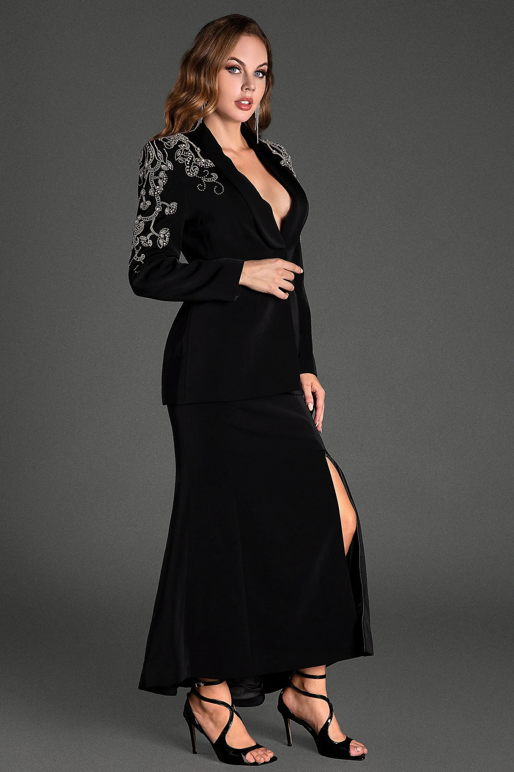 Anthakis Rhinestone Mermaid Slit 2 Piece Set