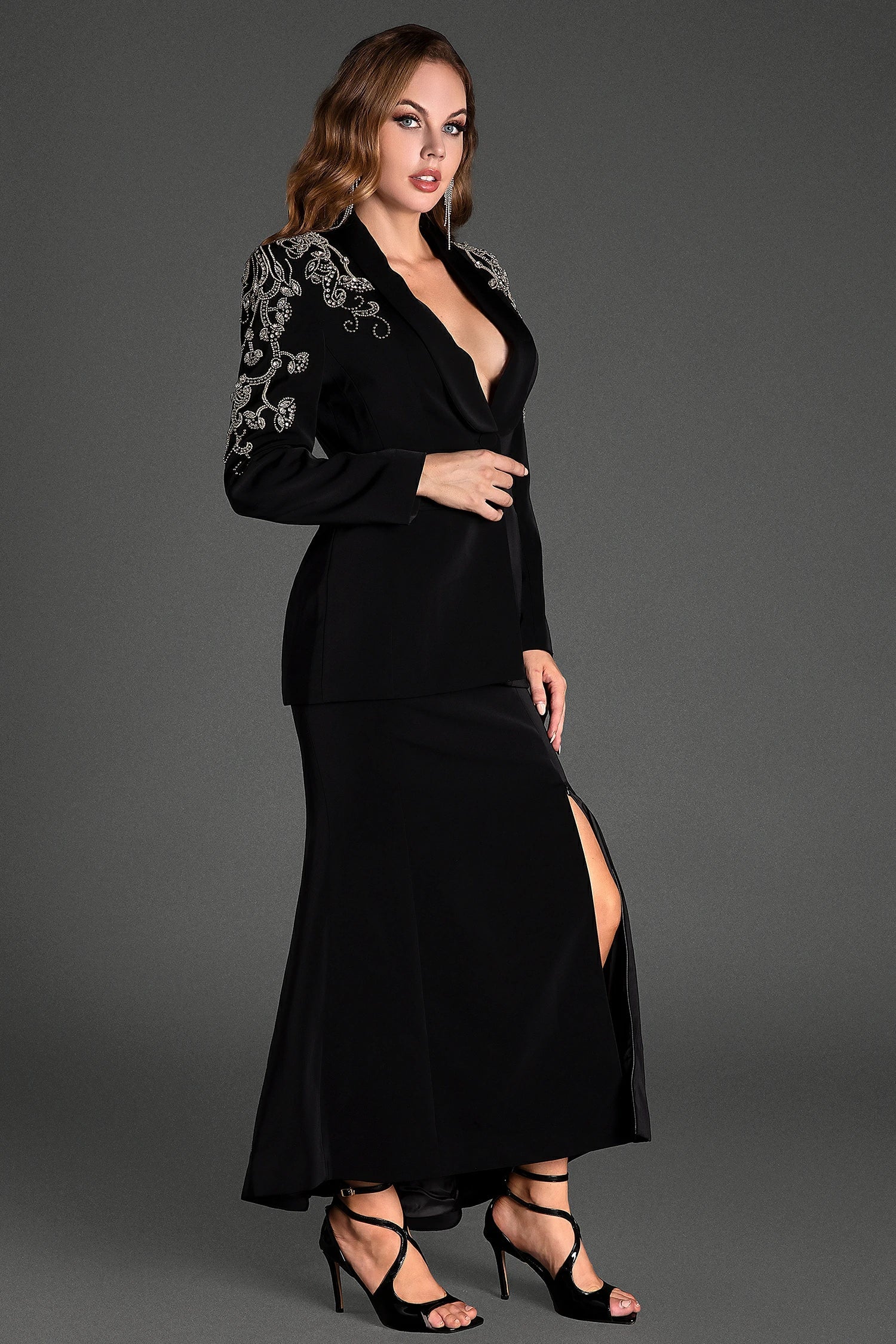 Anthakis Rhinestone Mermaid Slit 2 Piece Set