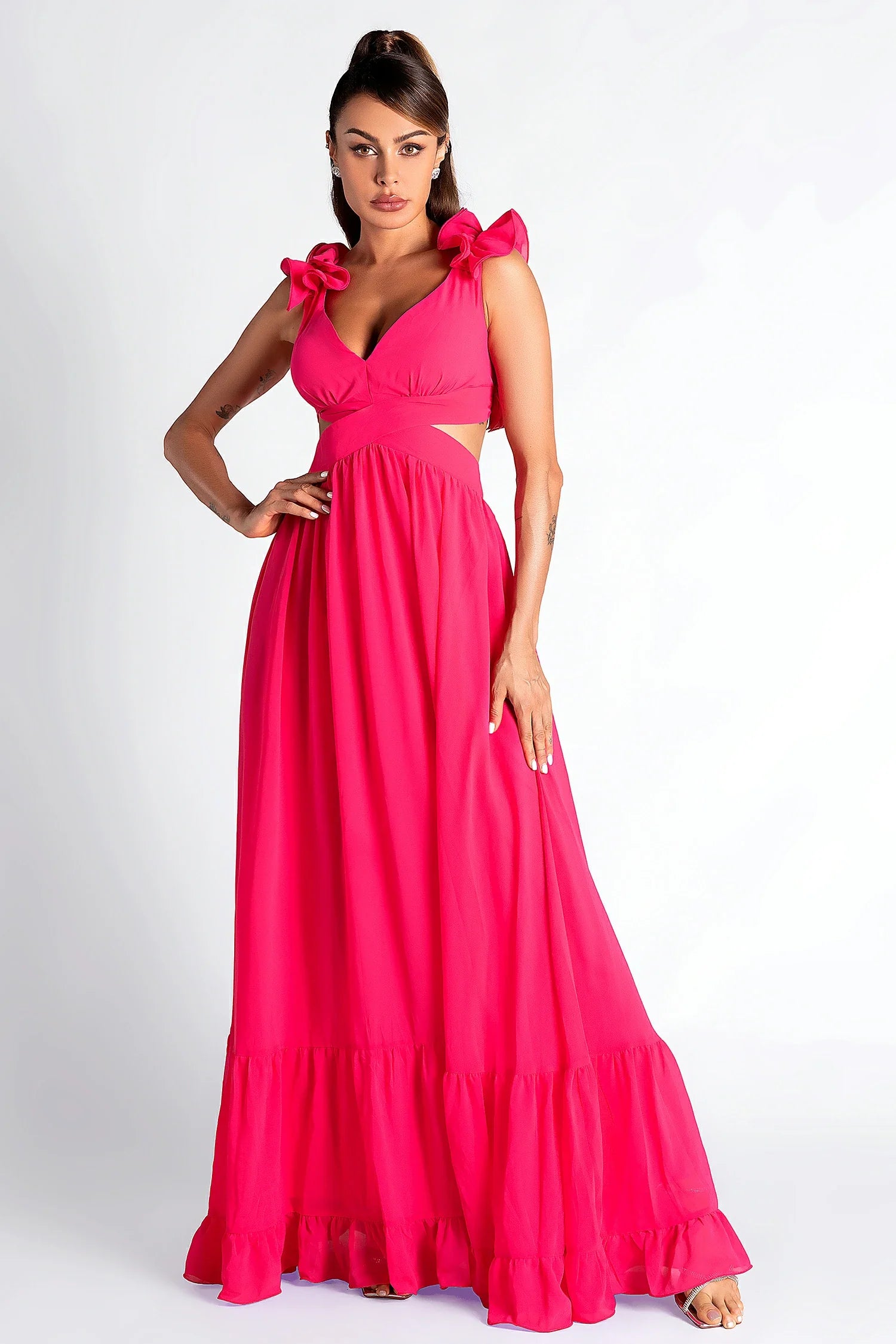 Chigaru Chiffon Floral Maxi Dress