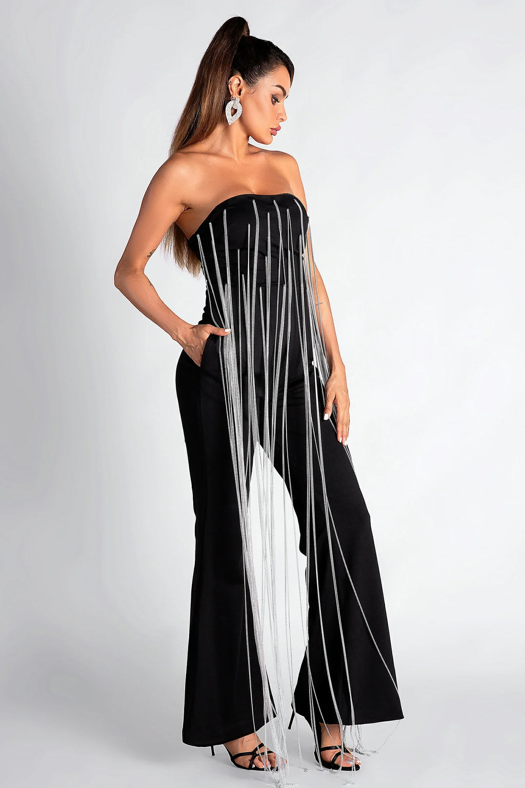 Tatide Off Shoulder Fringe Jumpsuit