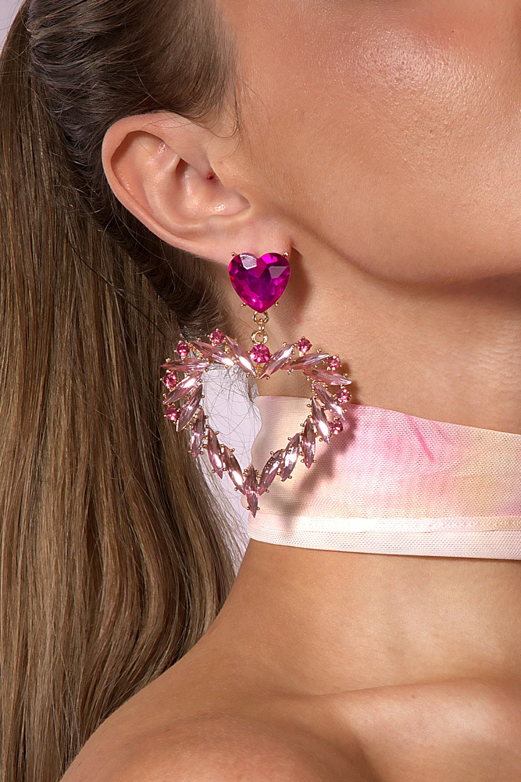 Ione Rainbow Gem Heart Earrings