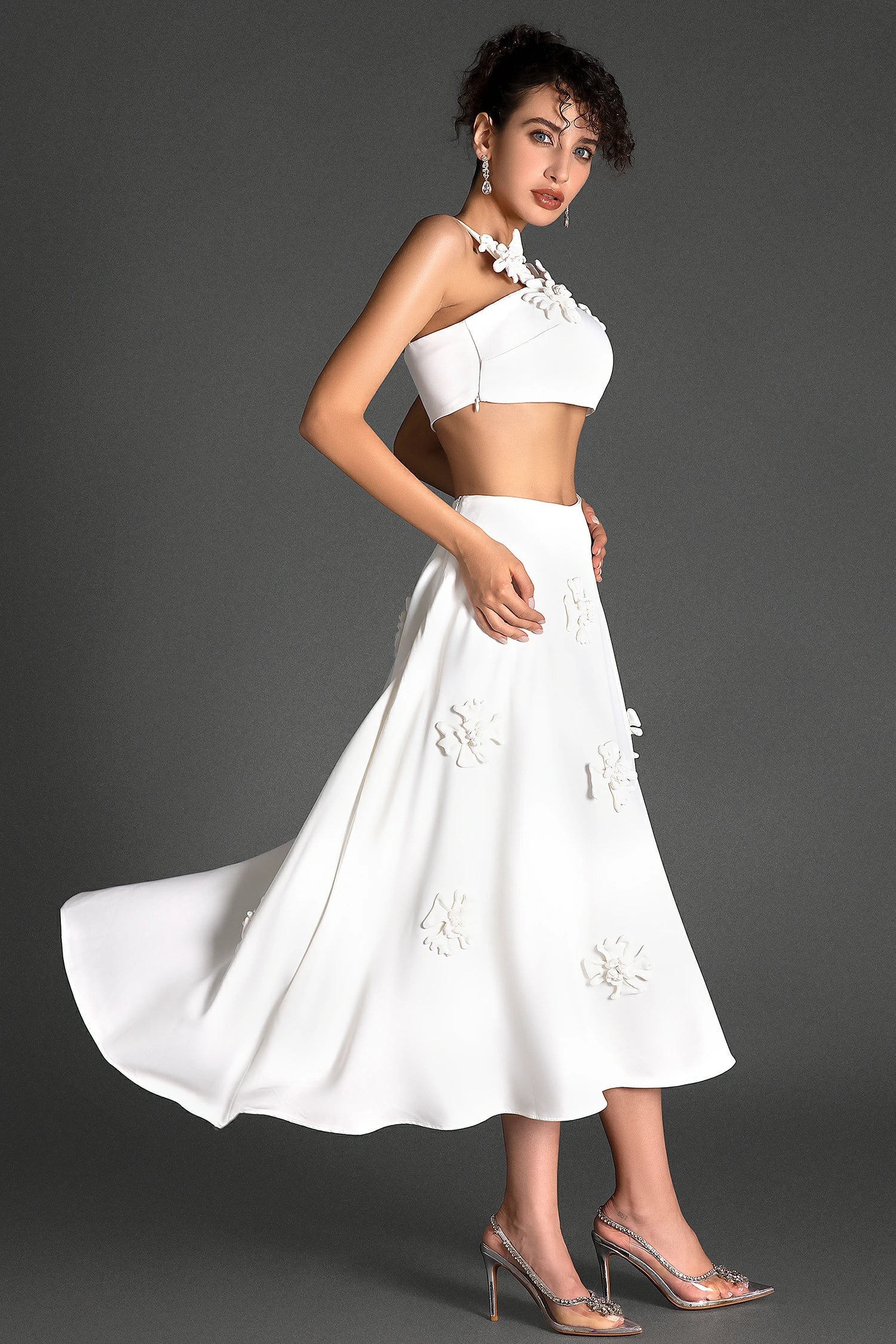 Mattides 3D Flower Ruched 2 Piece Set