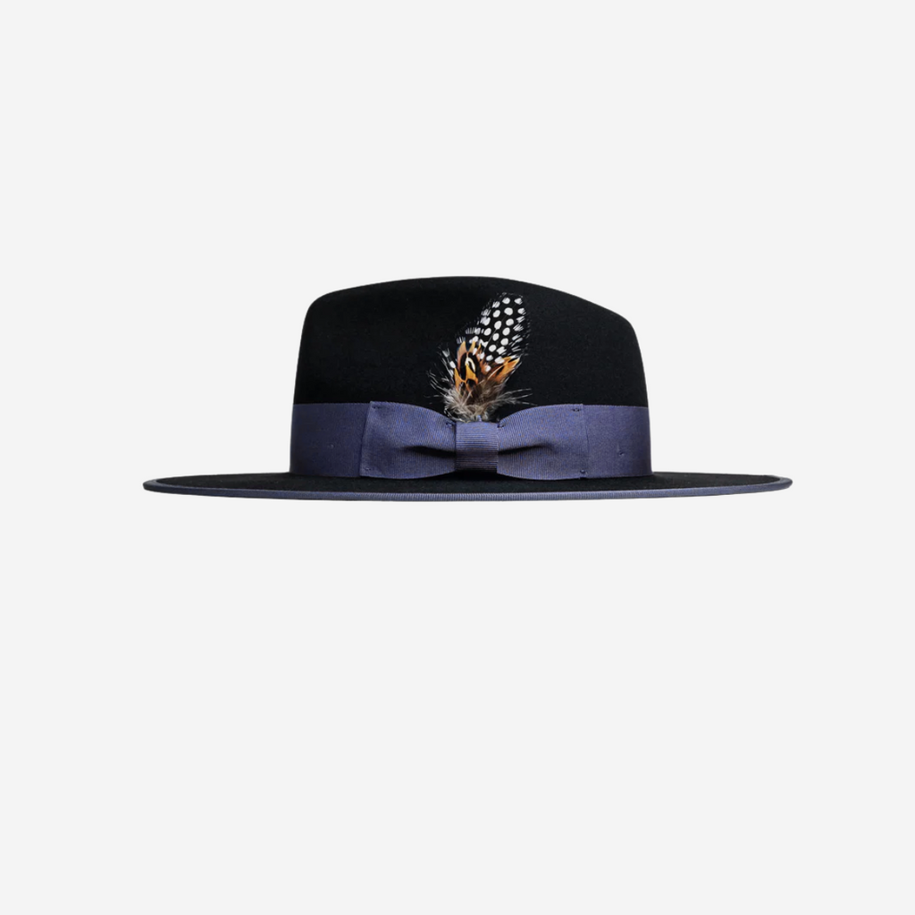 Classic Men's Felt Black Fedora Hat - Black