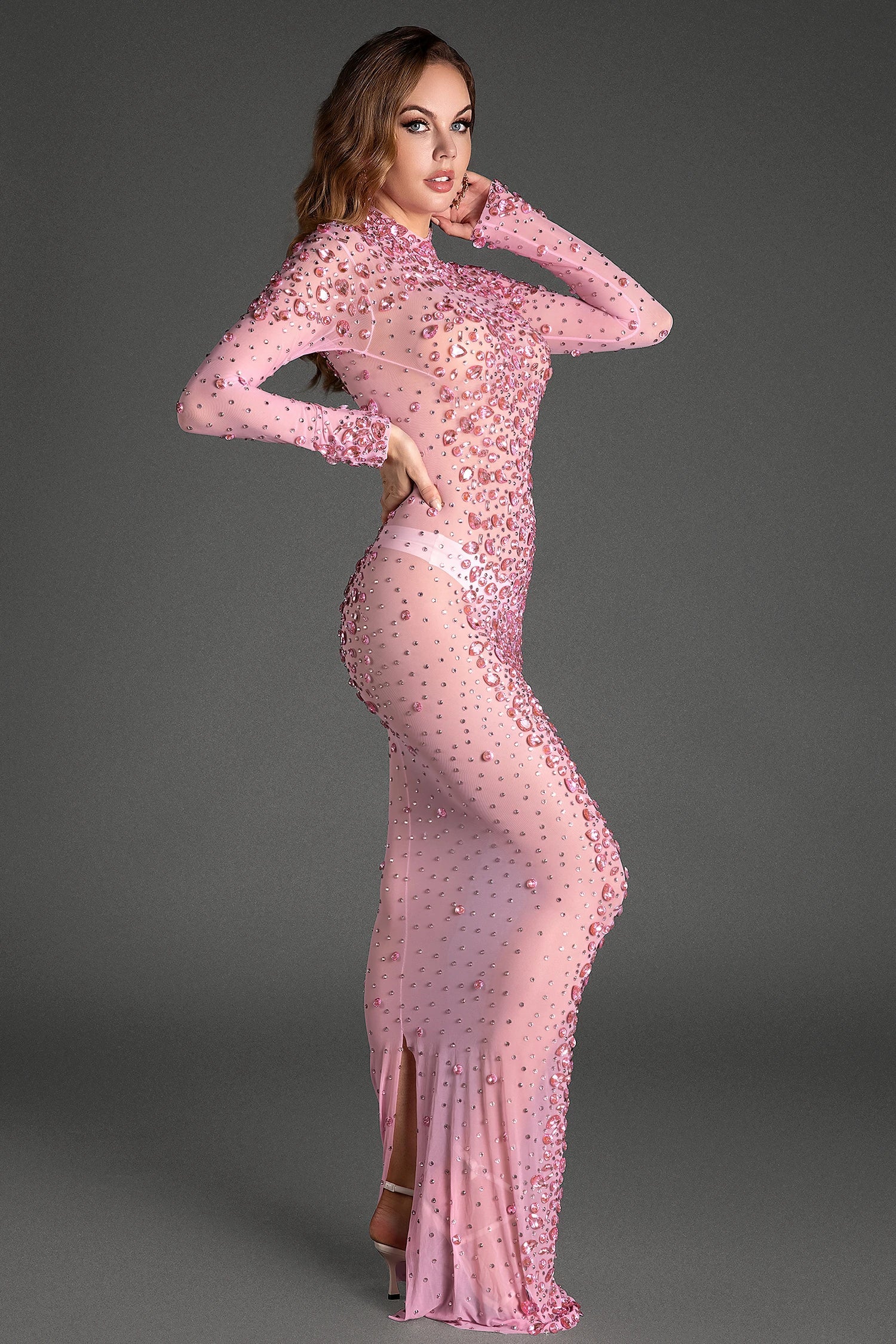 Manara Long Sleeve Crystal Maxi Dress