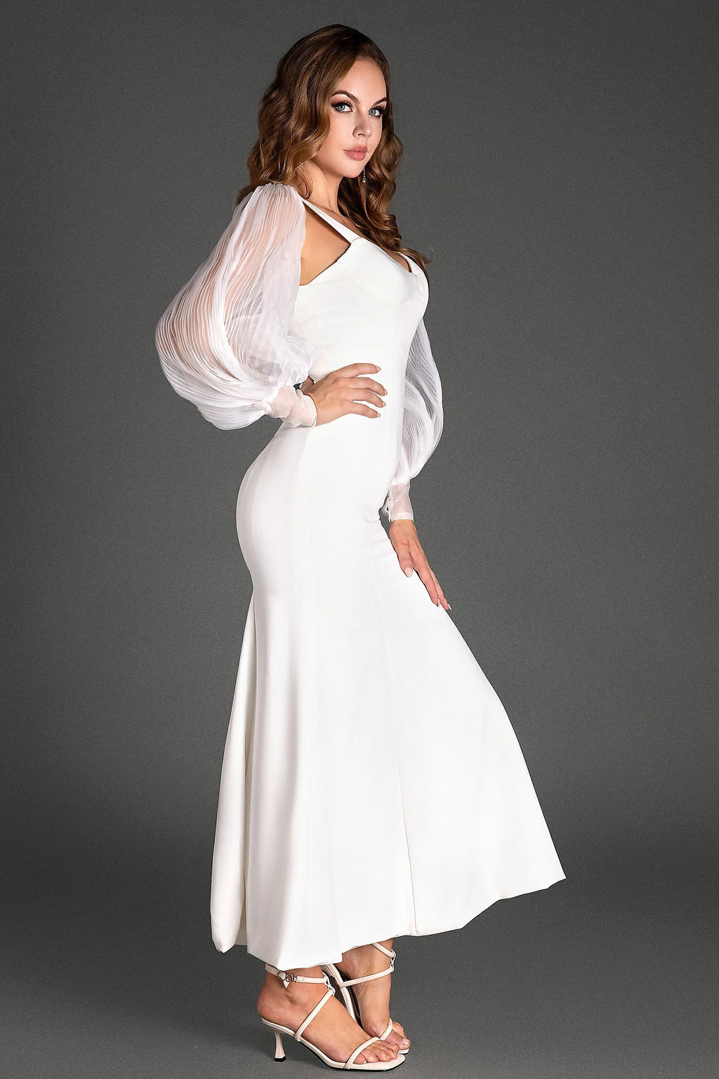 Kardal Long Puff Sleeve Mermaid Dress