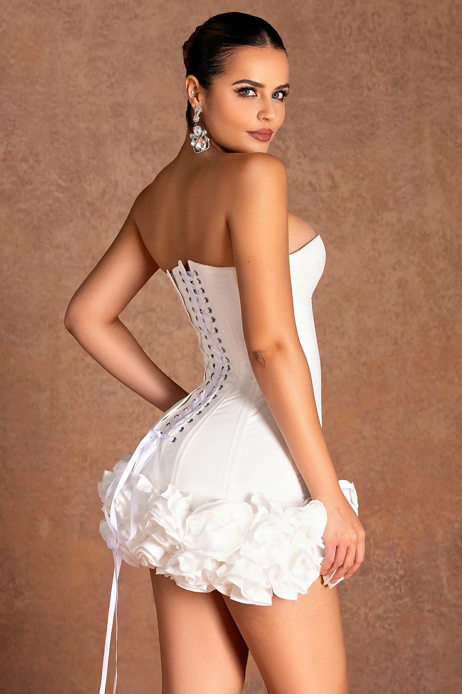 Ammeres Off Shoulder Corset Flower Dress