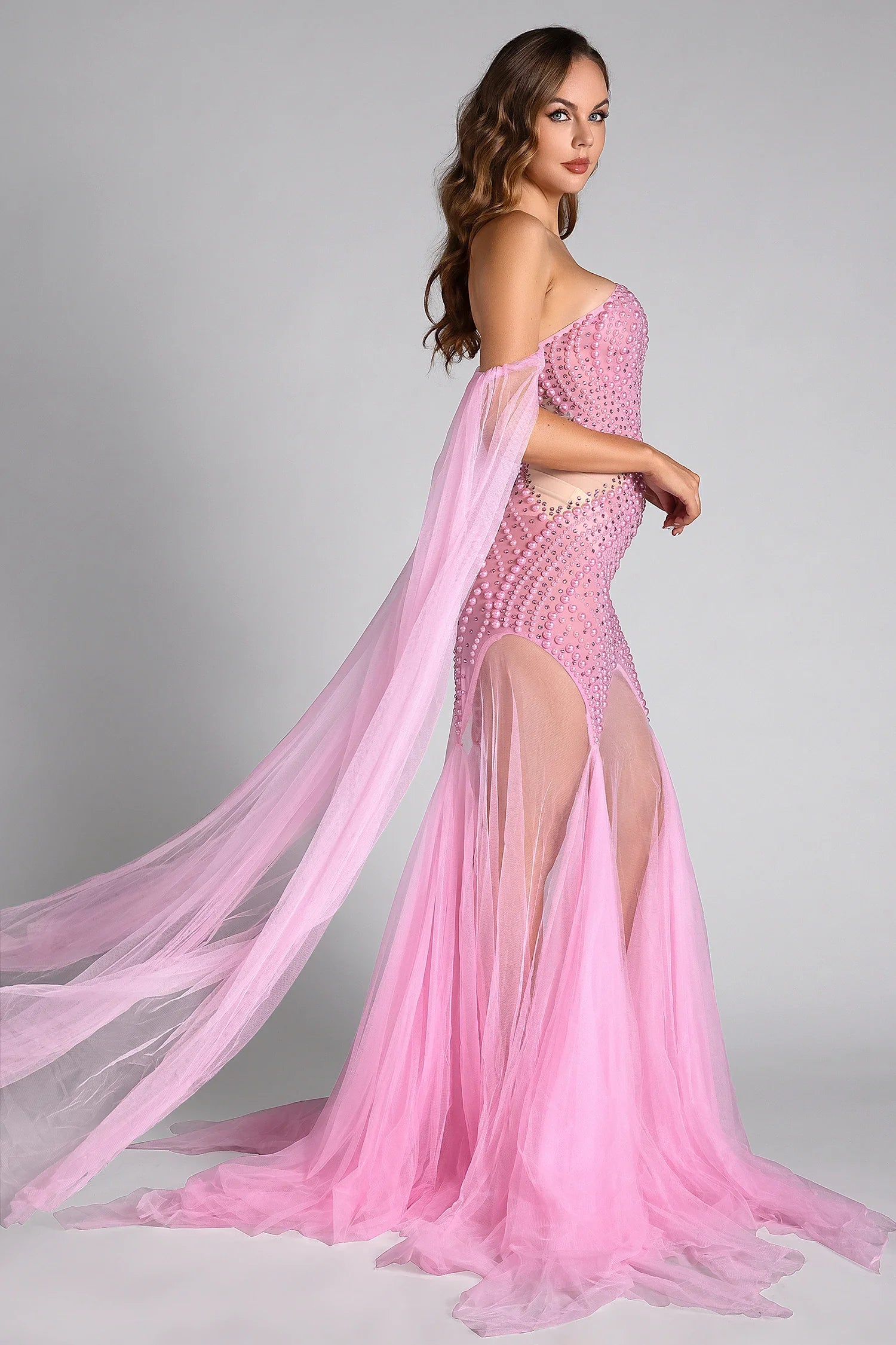 Pre-Sale Koralia Pearl Mesh Sheer Dress