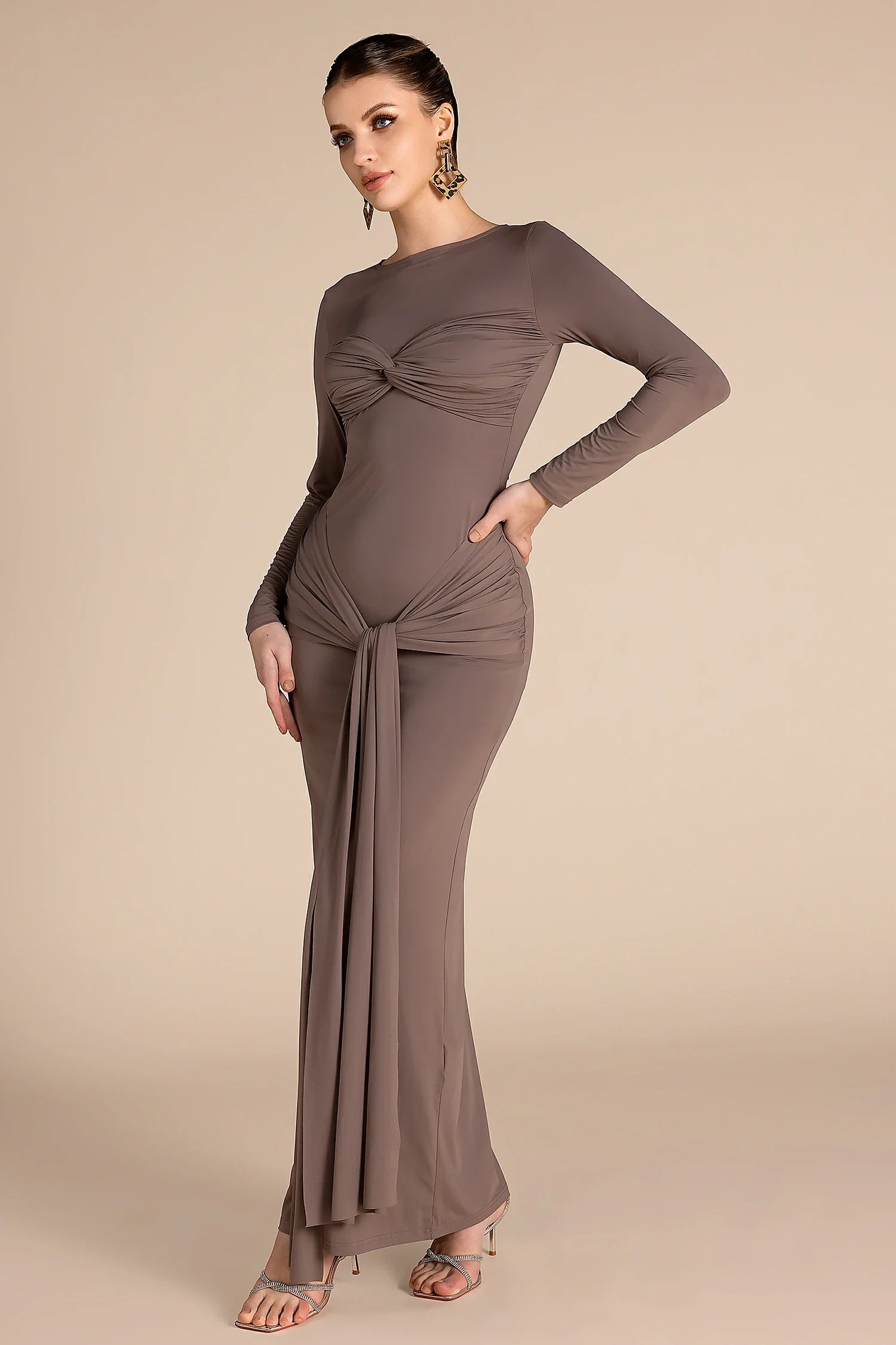 Akela Long Sleeve Twisted Ribbon Dress