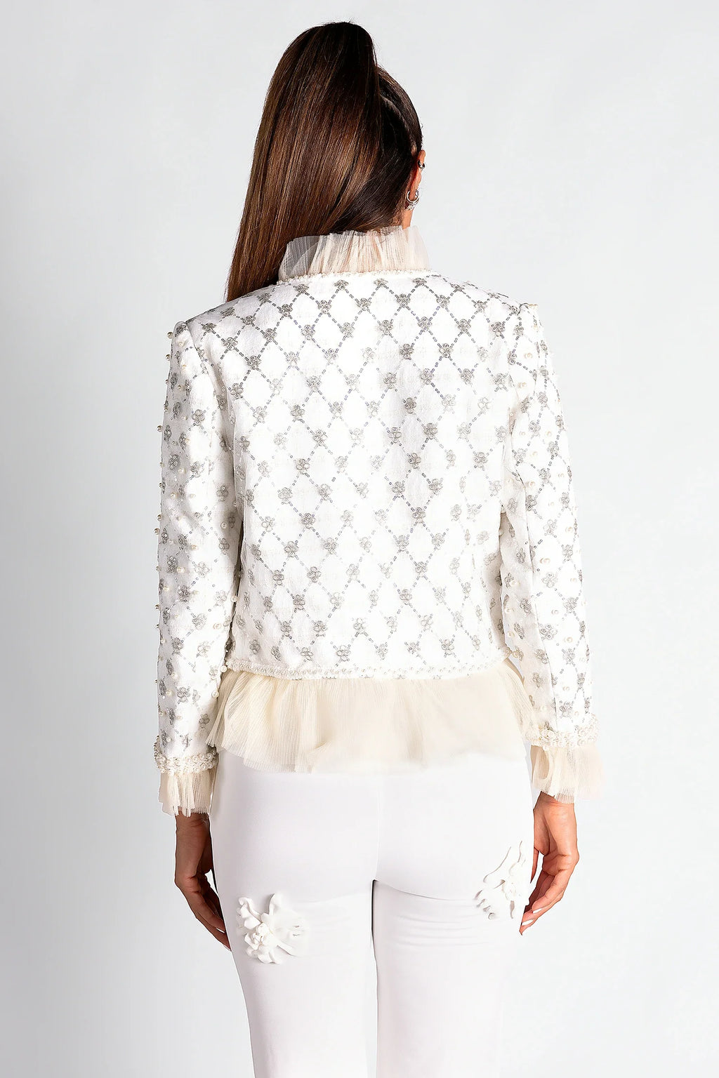 Bubastis Pearl Tweed Ruffle Jacket