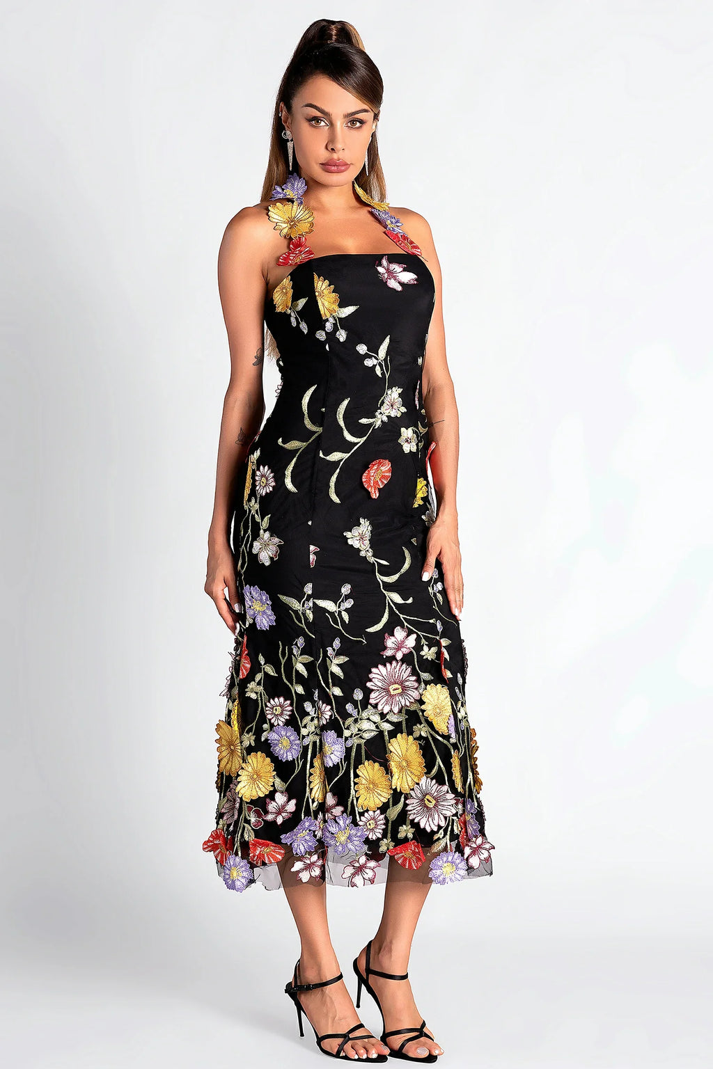 Seth Halter Embroider Floral Dress