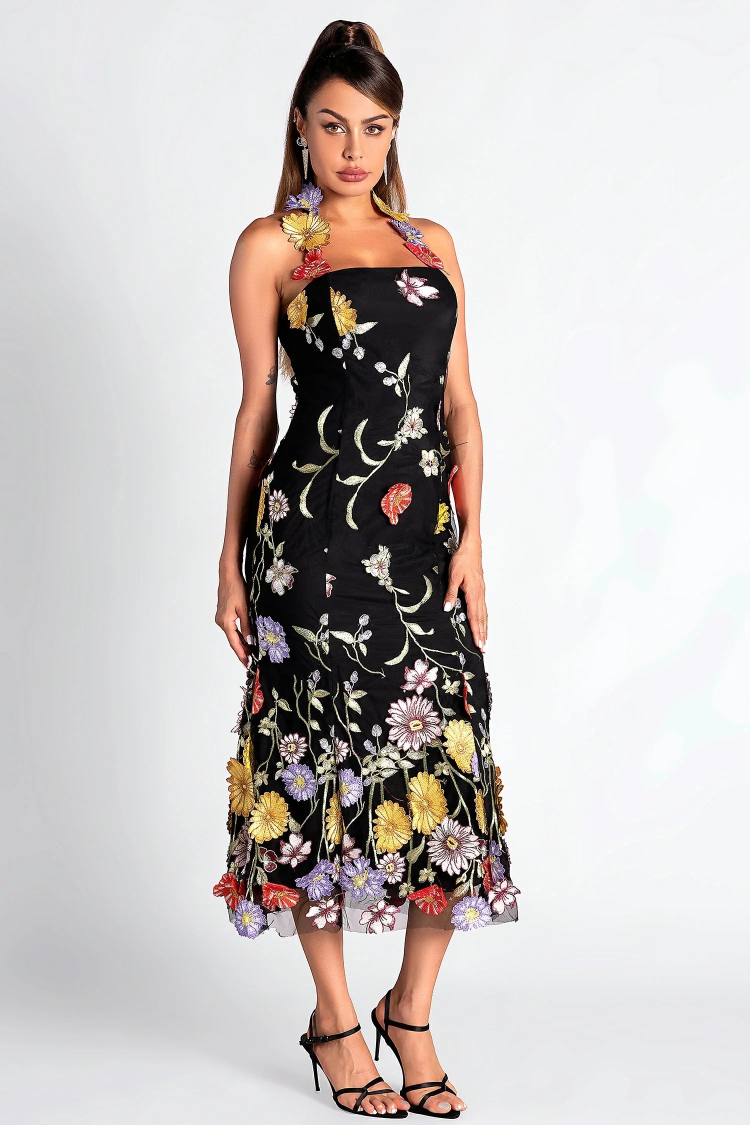 Seth Halter Embroider Floral Dress