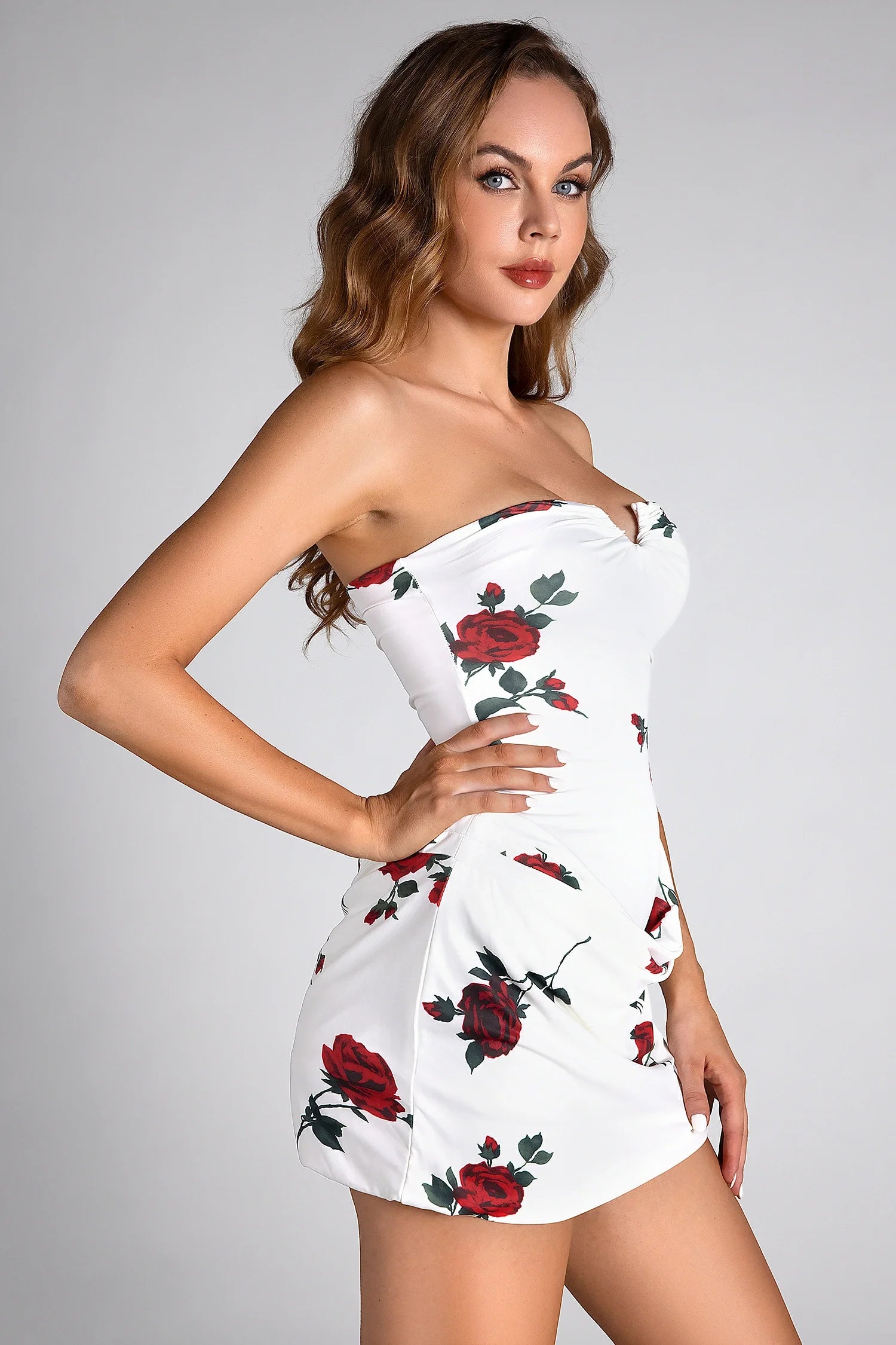 Pulas Off Shoulder Floral Pleat Dress