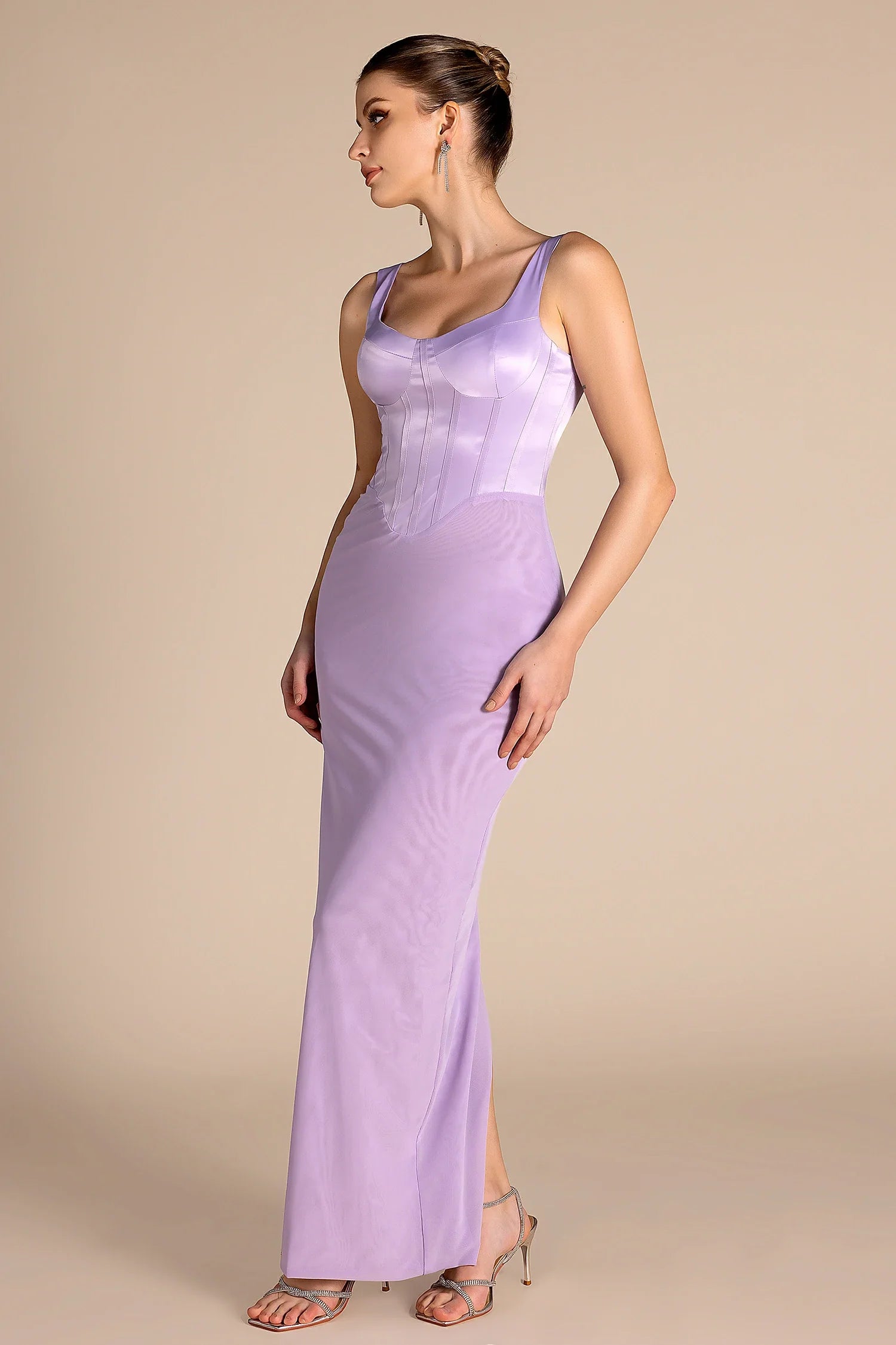 Pnebto Corset Patchwork Maxi Dress