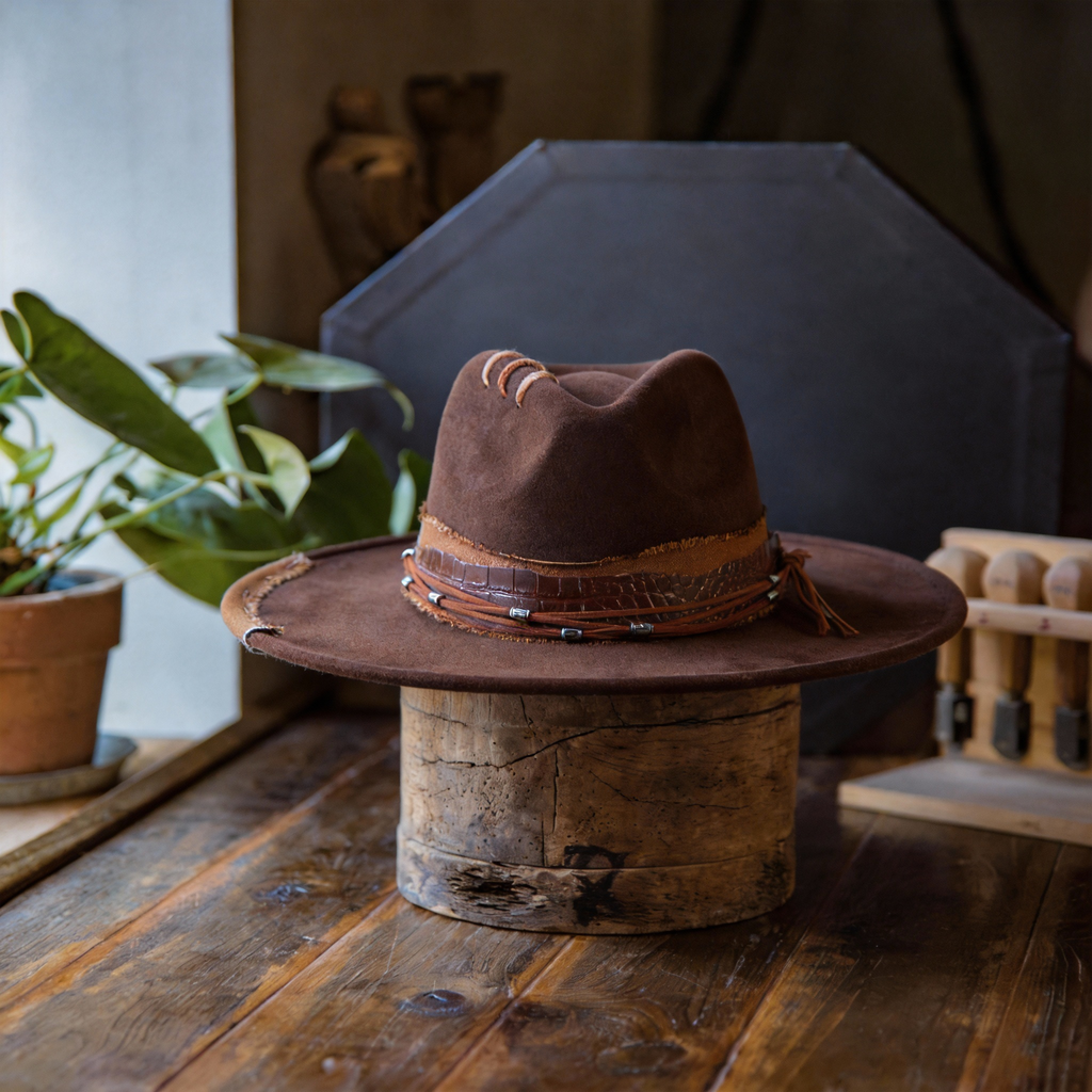 Vintage Distressed Fedora Brown Felt Hat