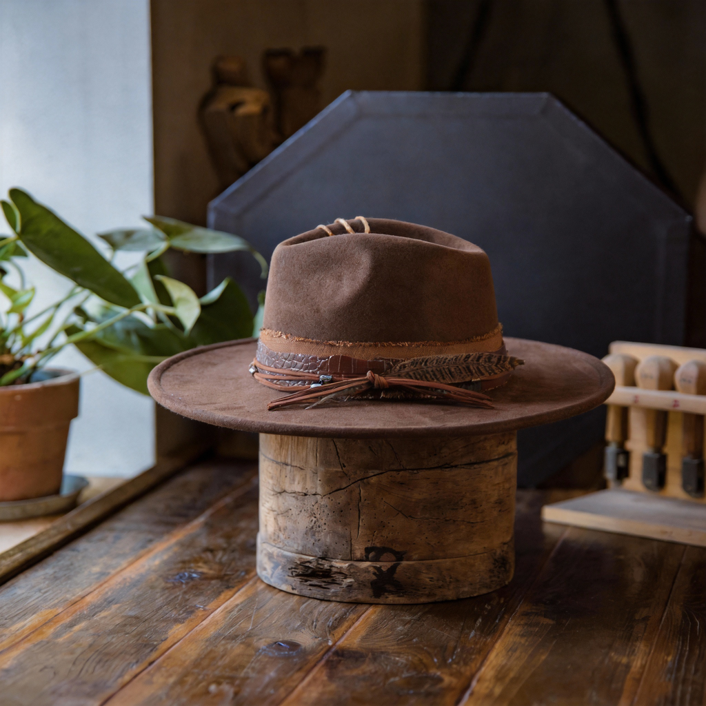 Vintage Distressed Fedora Brown Felt Hat