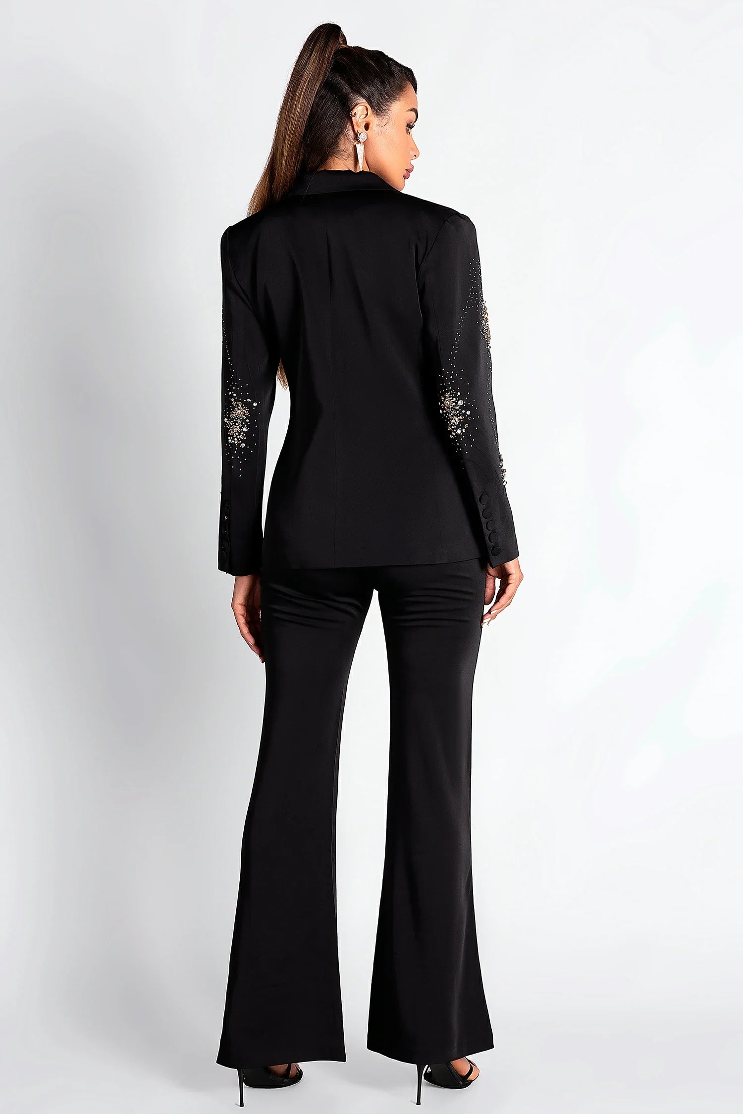 Quaashie Beaded Rhinestone Blazer Set