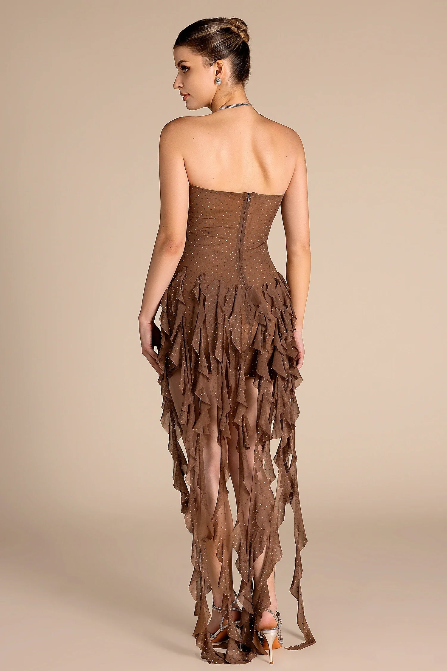 Bienra Mesh Diamond Ribbon Dress