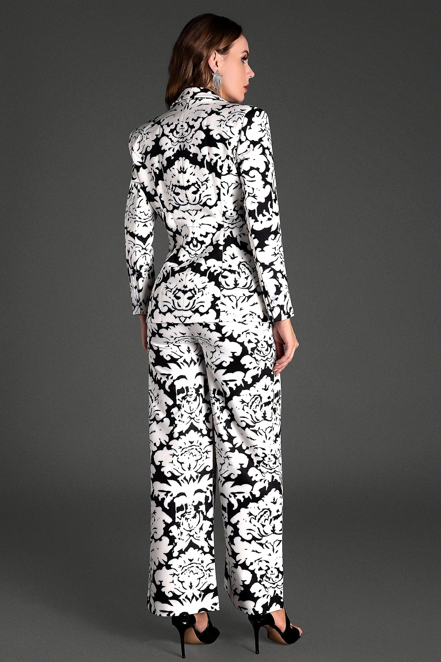 Likourgos V-Neck Printed Blazer Set