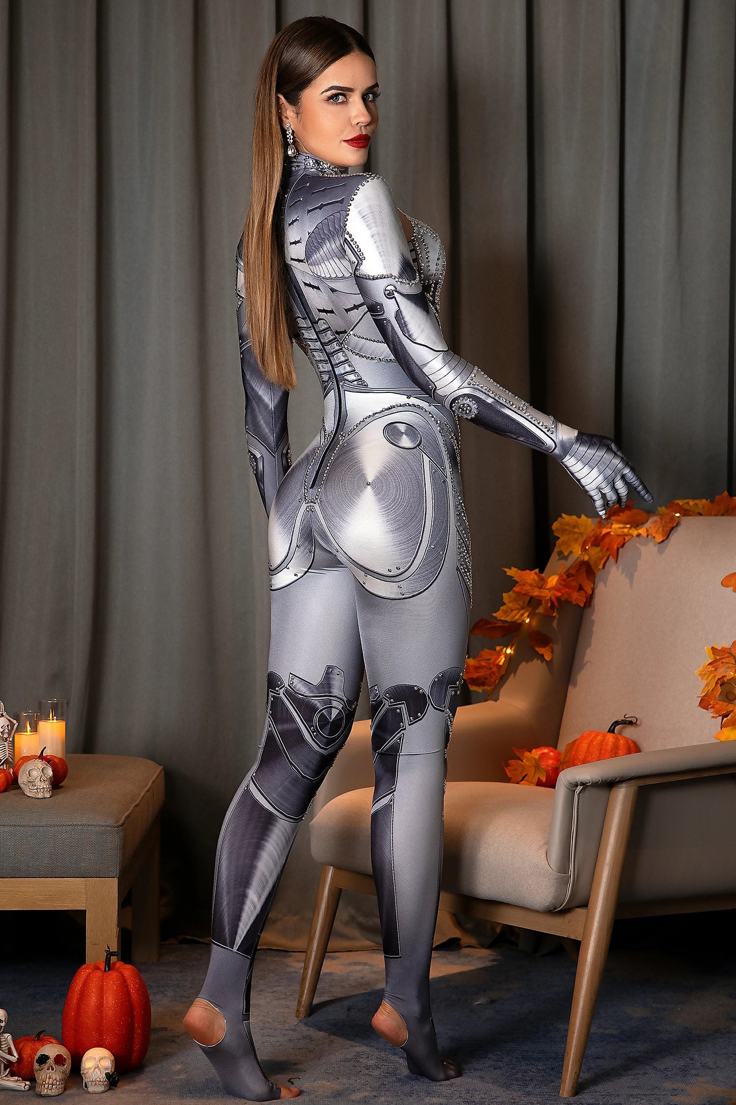 Pigou Silver Machine Print Jumpsuit